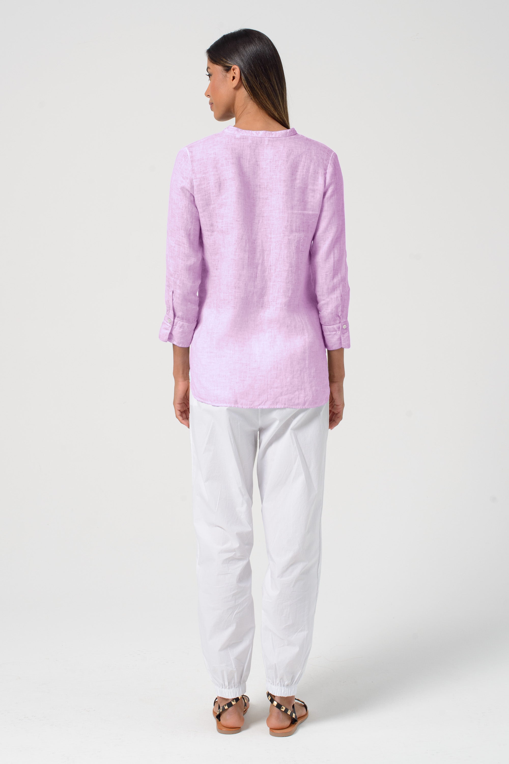 Camicia Coreana Lino - Quarzo