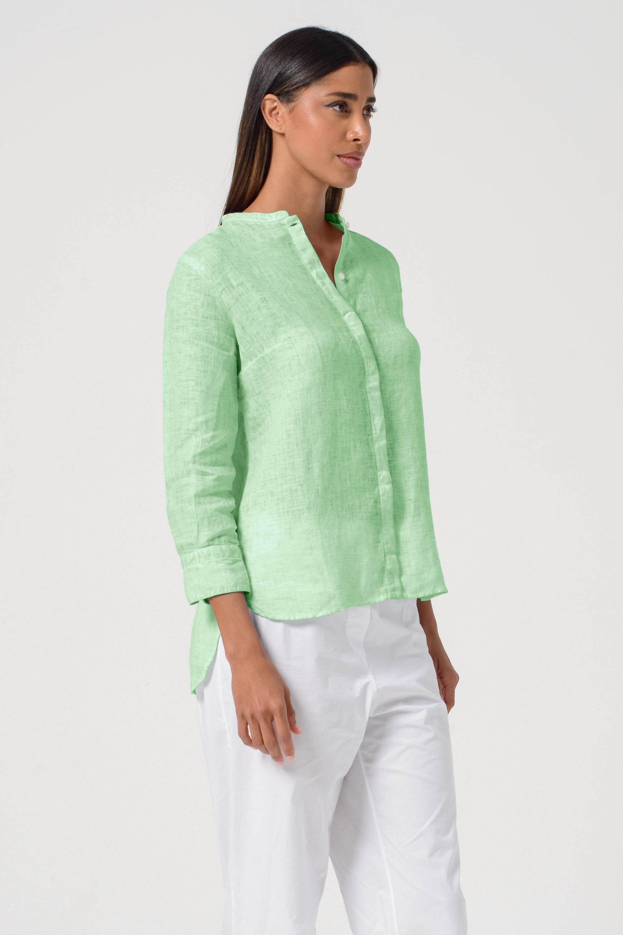 Camicia Coreana Lino - Antigua