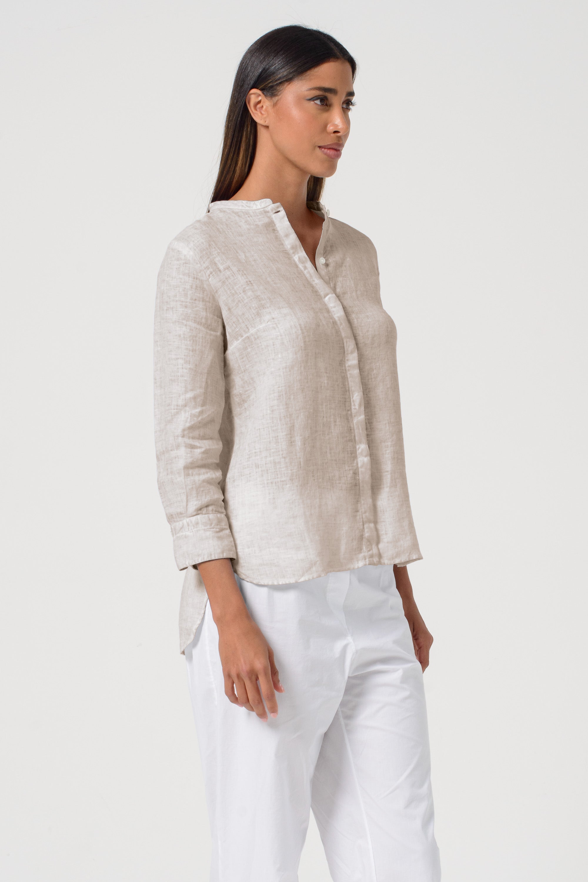 Camicia Coreana Lino - Canapa