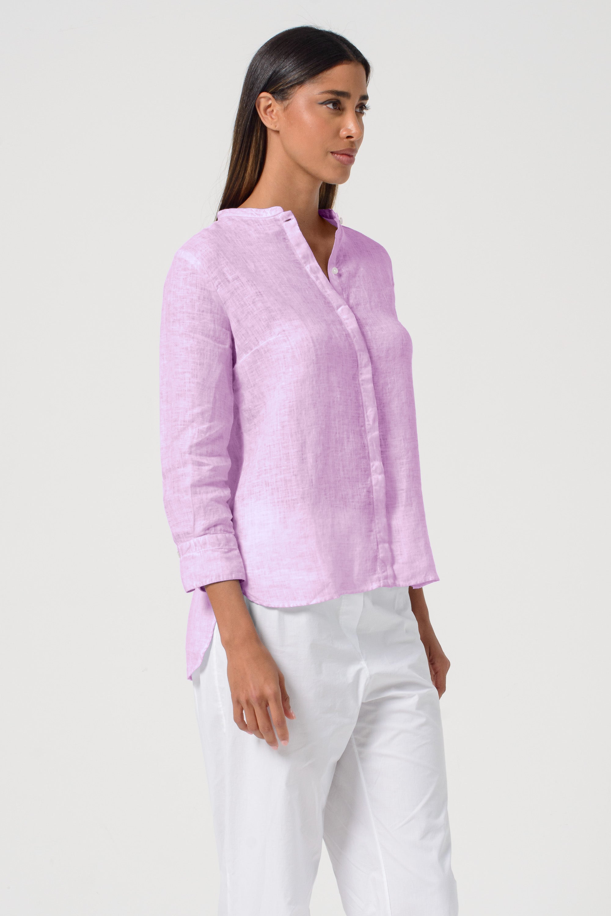 Camicia Coreana Lino - Quarzo