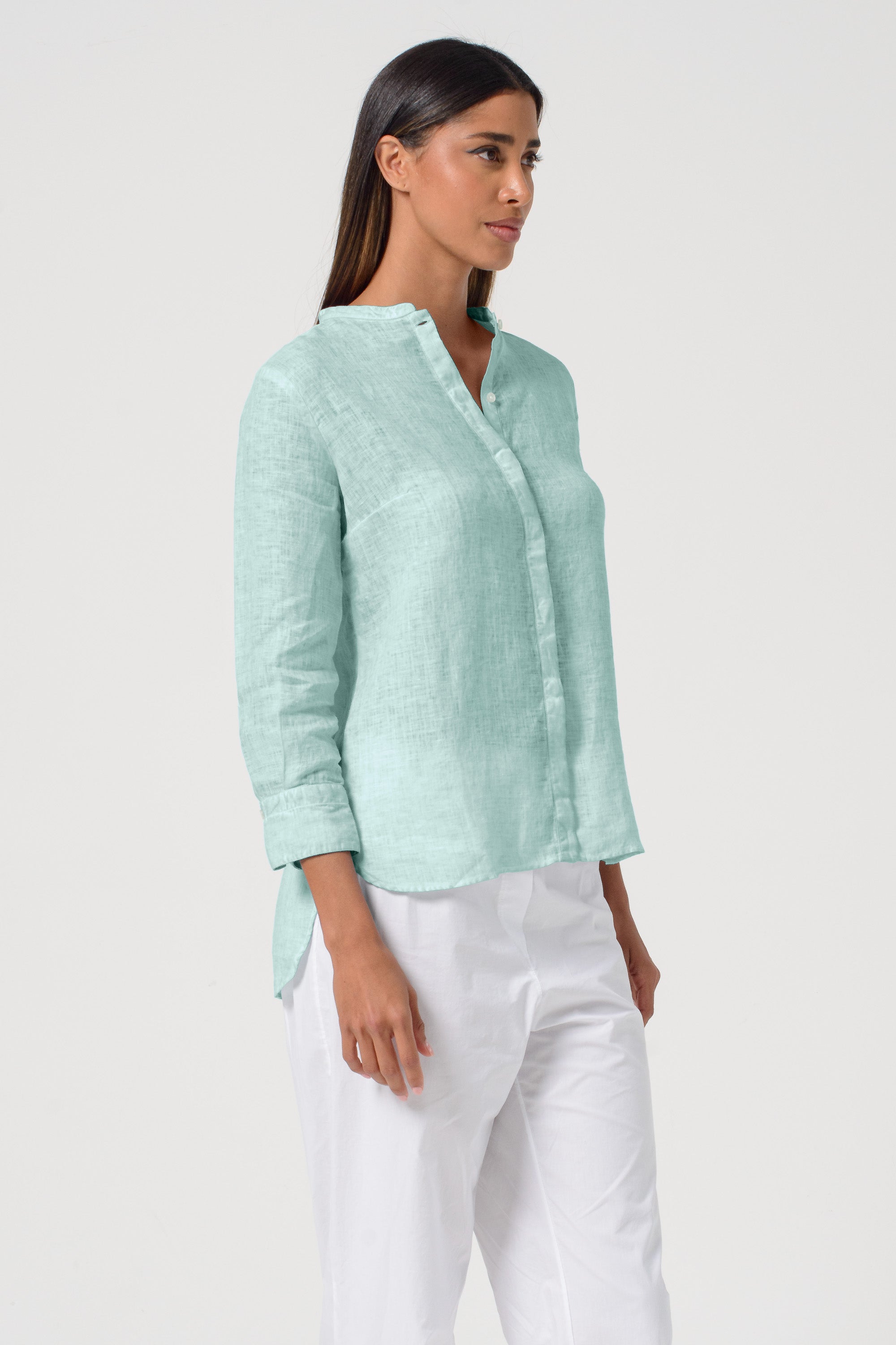 Camicia Coreana Lino - Tahiti