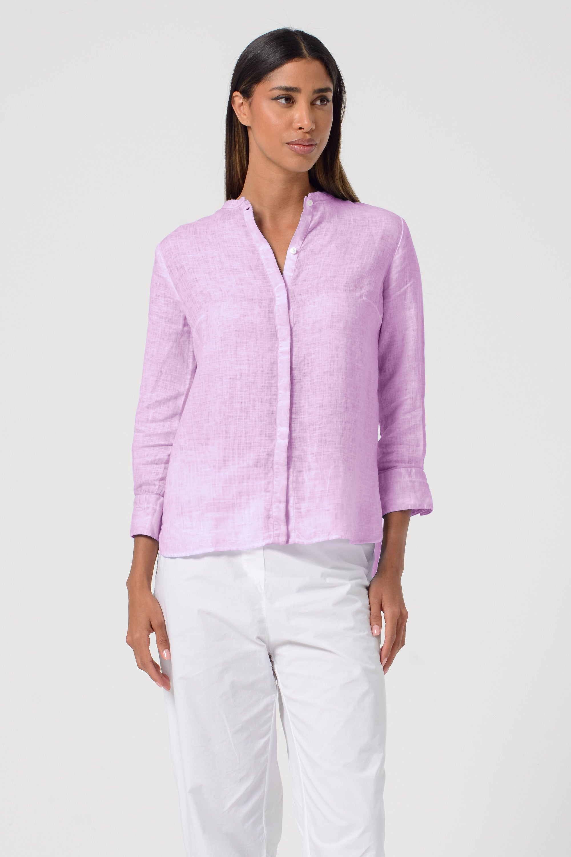 Camicia Coreana Lino - Quarzo