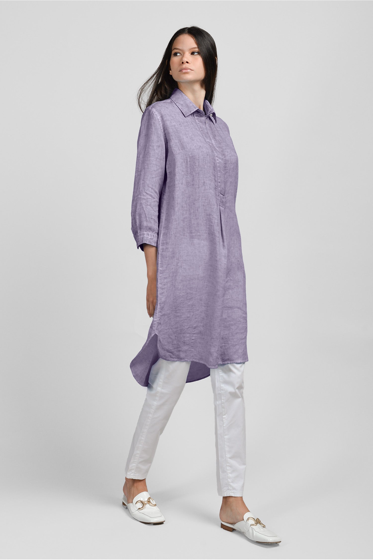 Linen Mid Length Tunic Mauve | Ploumanac'h