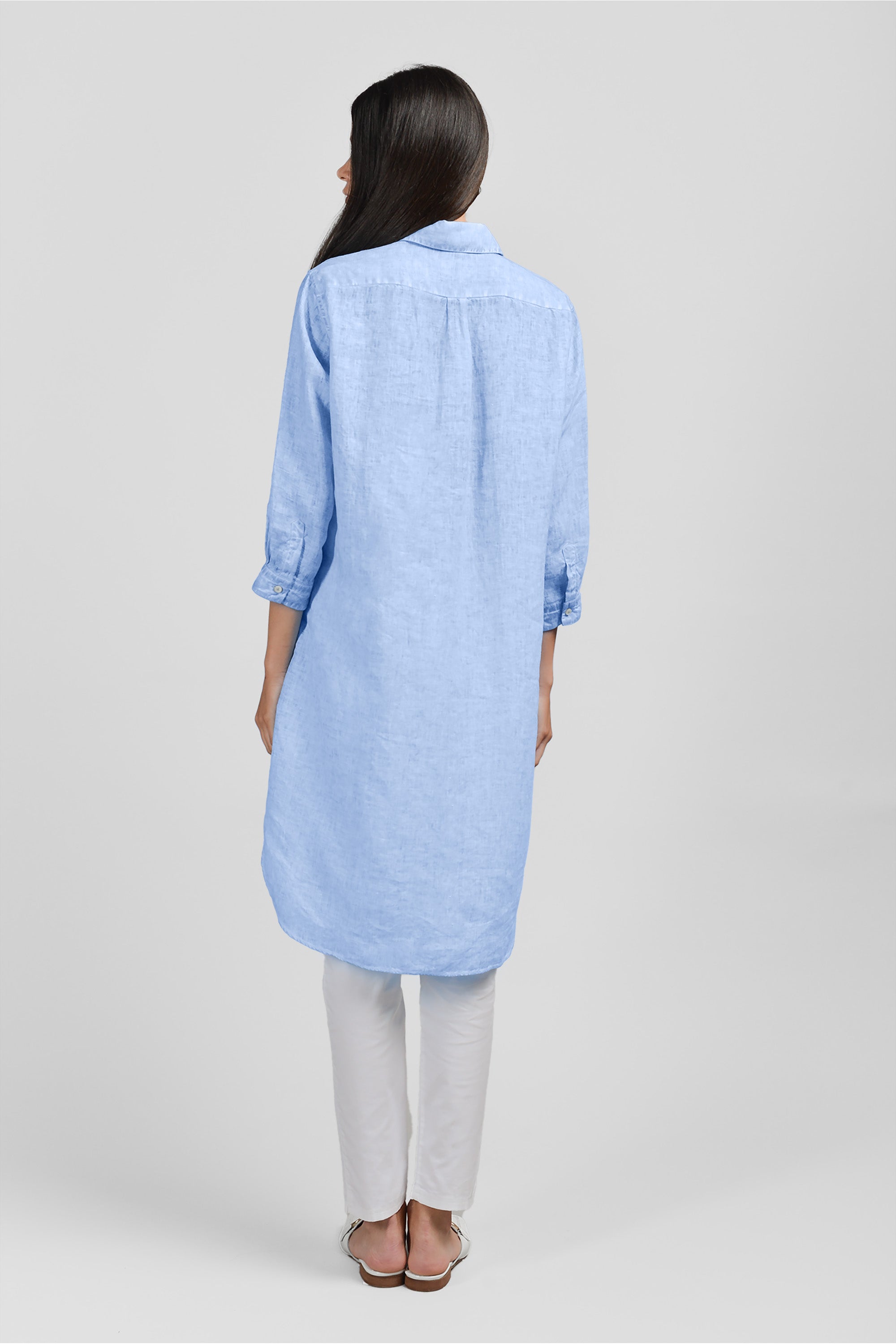 Chemisier Intermedio Lino - Cielo