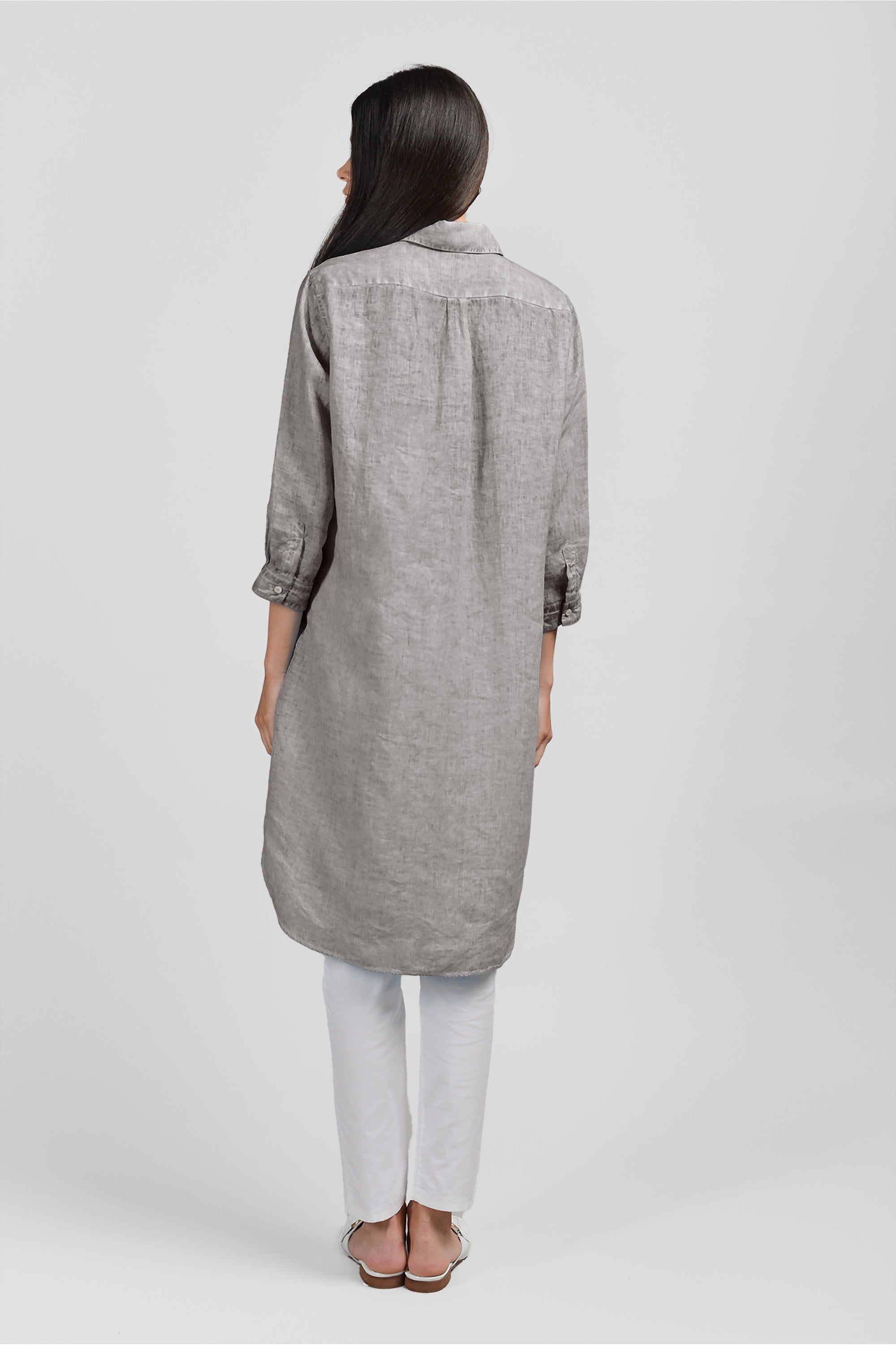 Midi Shirtdress Linen - Steel