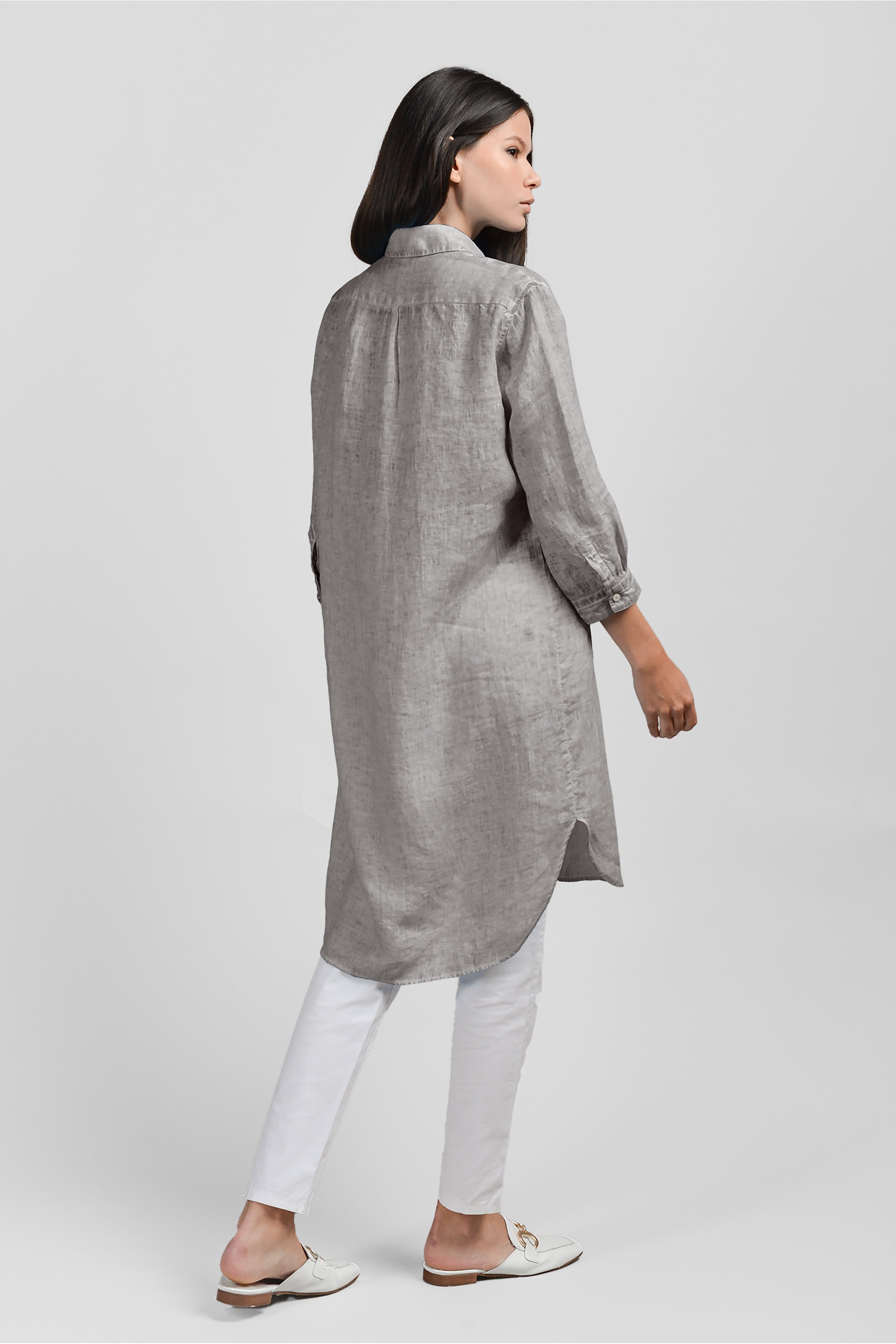 Midi Shirtdress Linen - Steel