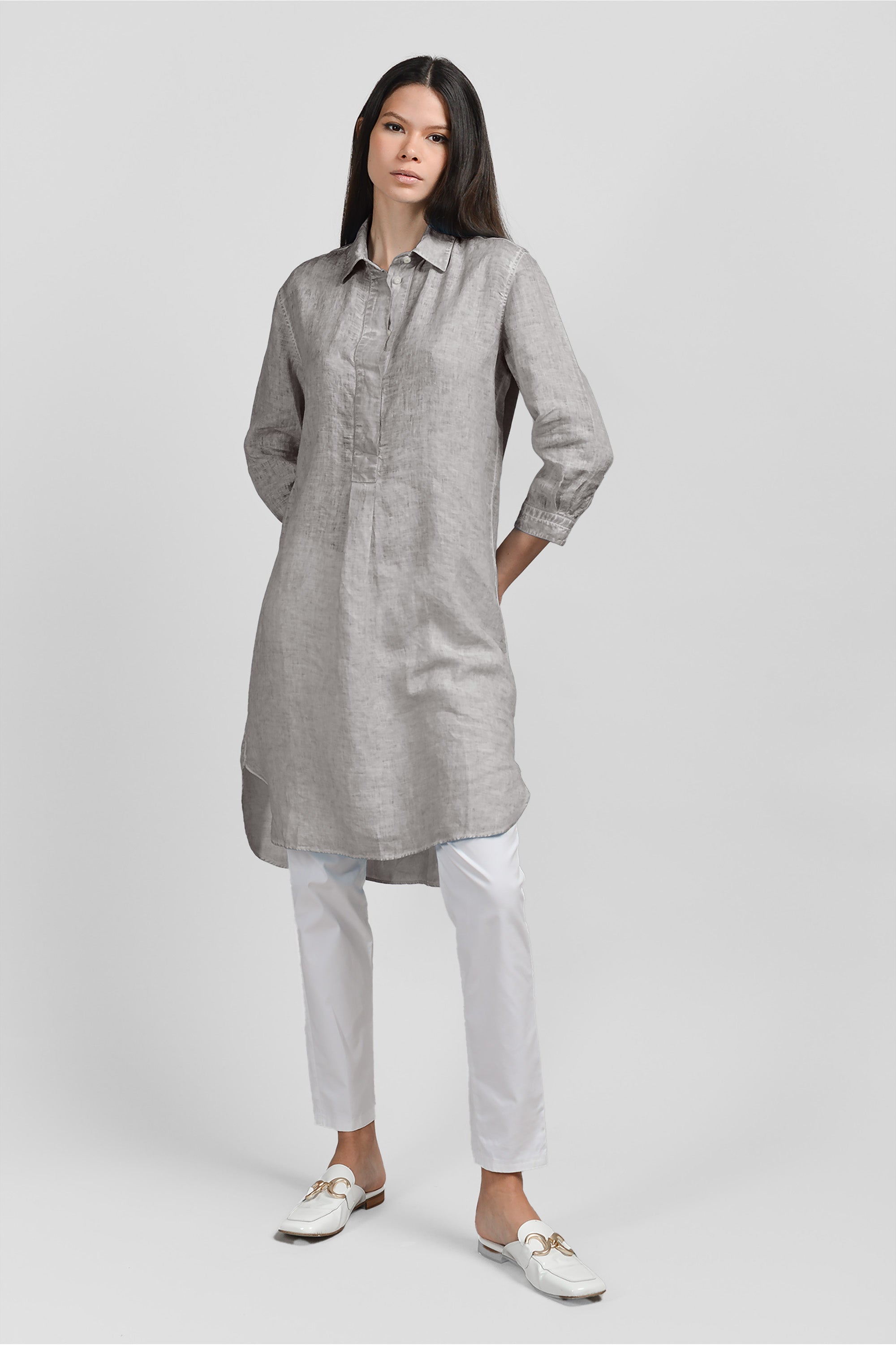 Midi Shirtdress Linen - Steel
