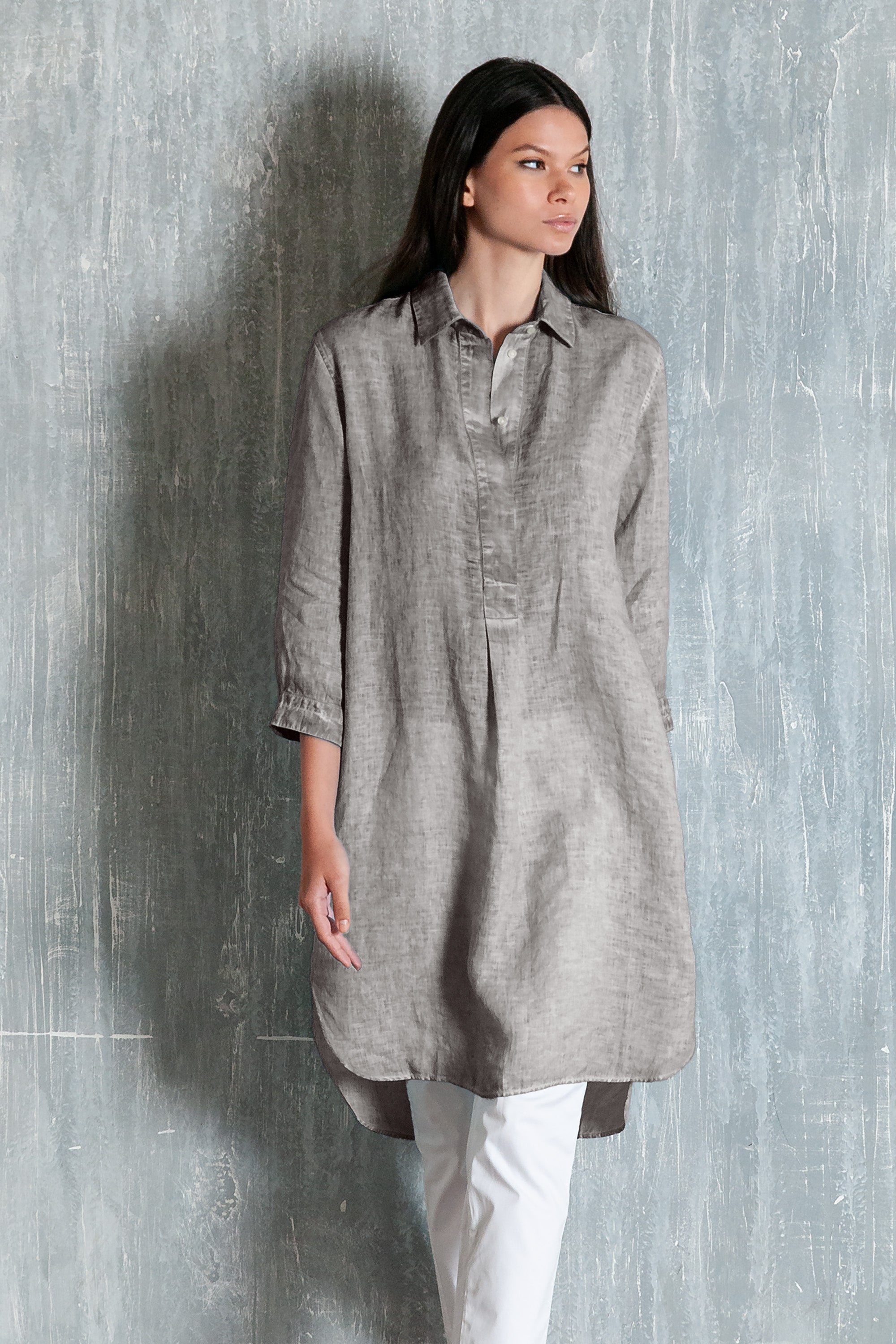 Midi Shirtdress Linen - Steel