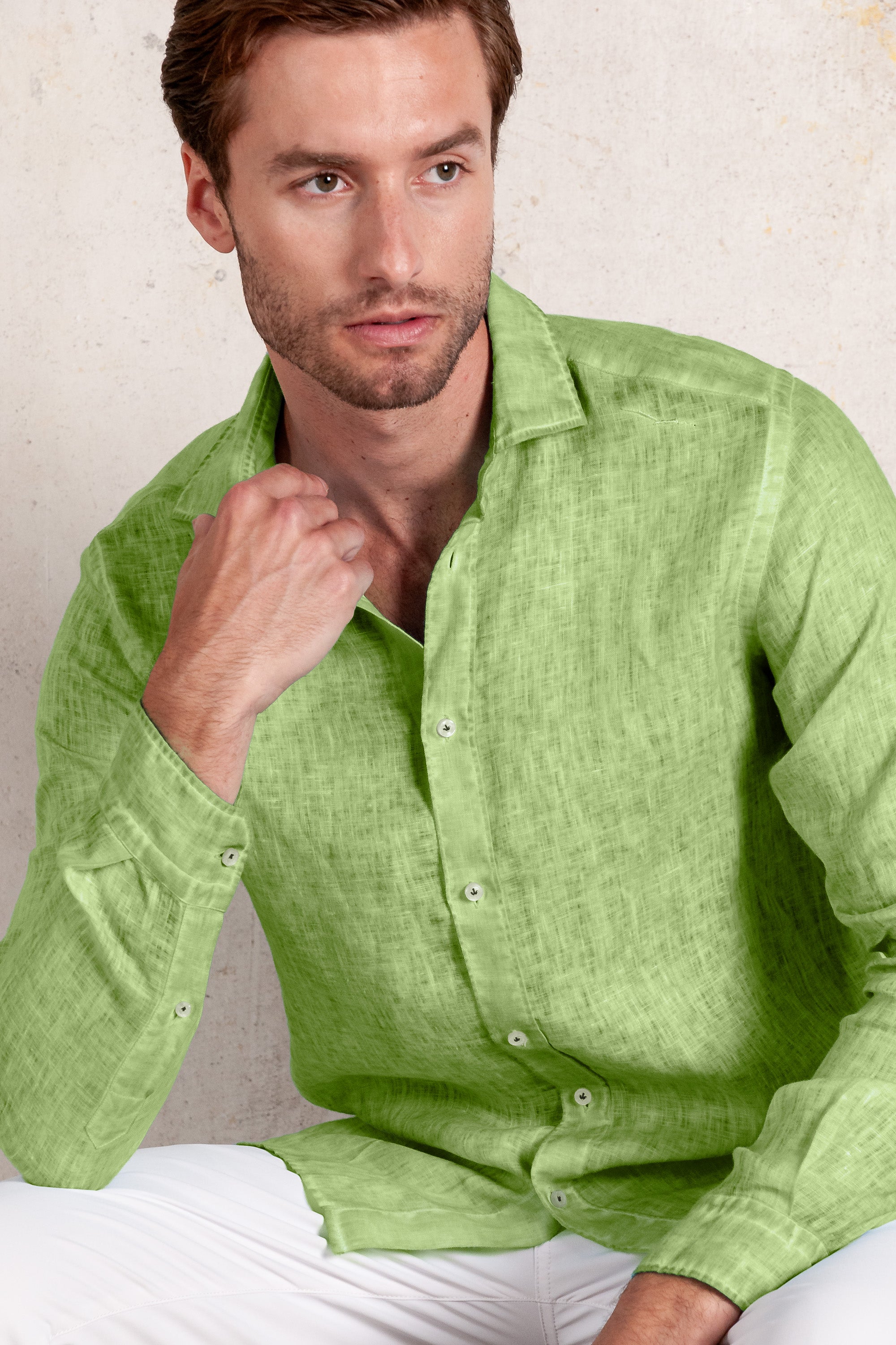 Relaxed Fit Linen Shirt - Kiwi