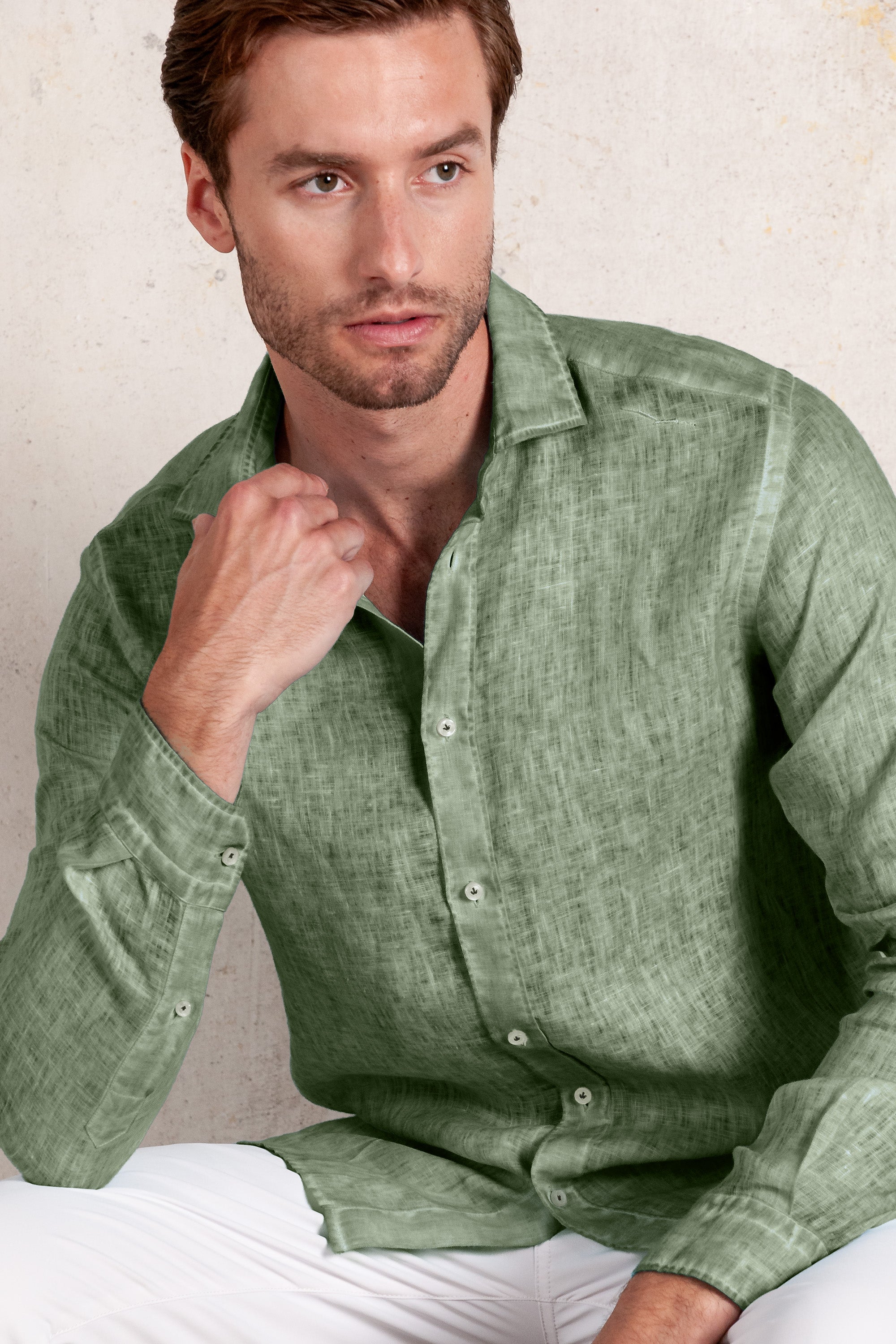 Relaxed Fit Linen Shirt - Palm