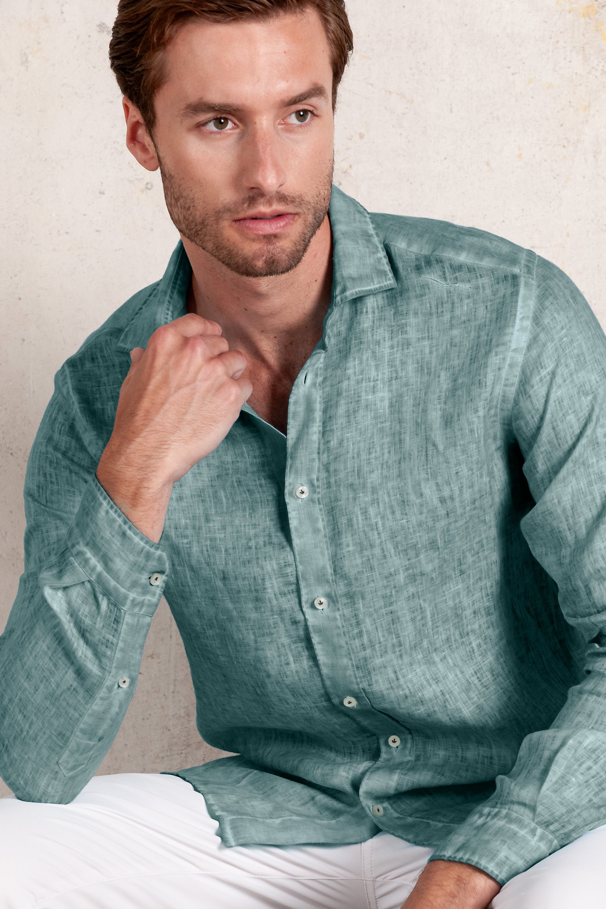 Relax Fit Linen Shirt - Shark