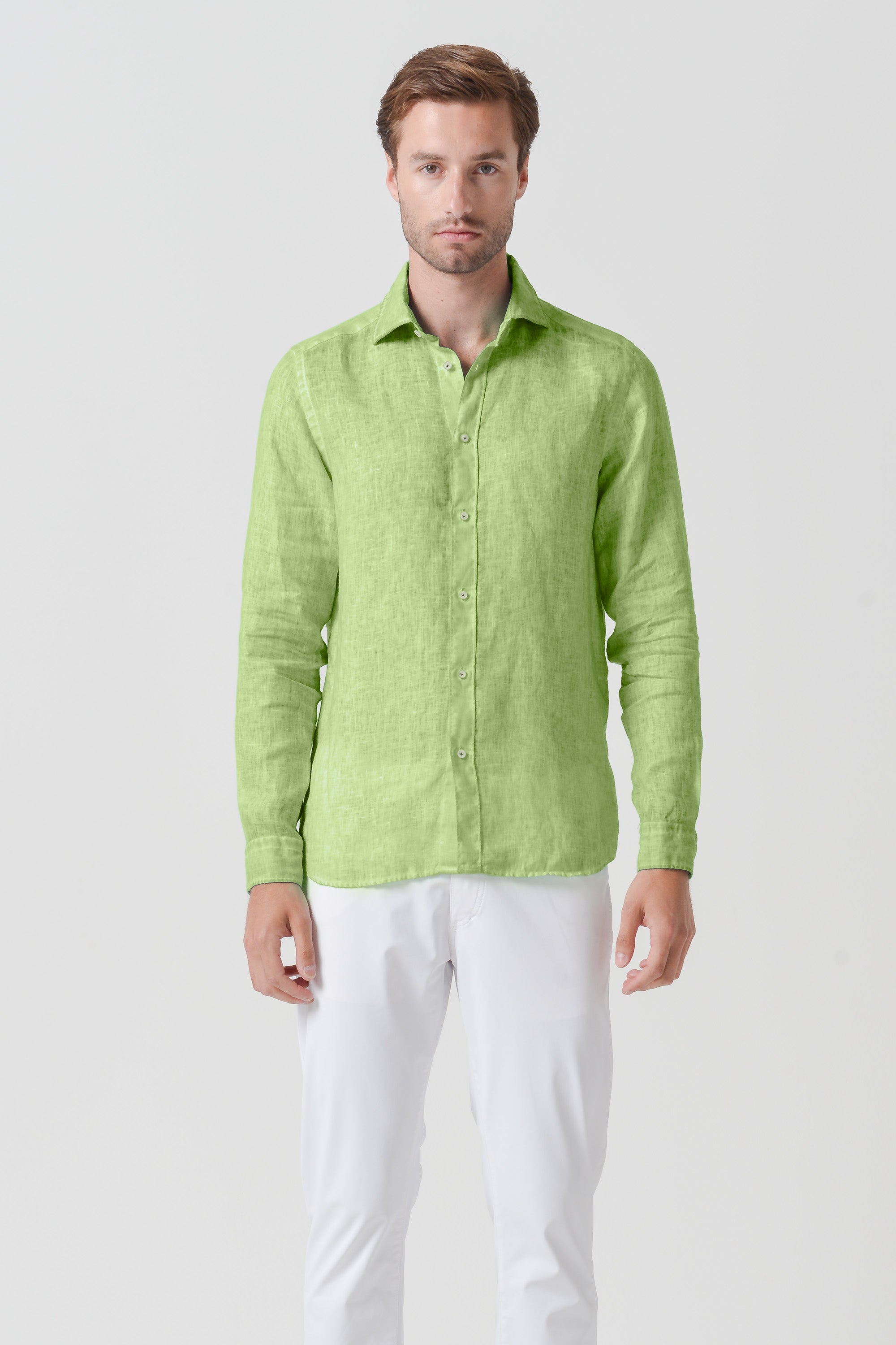 Relaxed Fit Linen Shirt - Kiwi