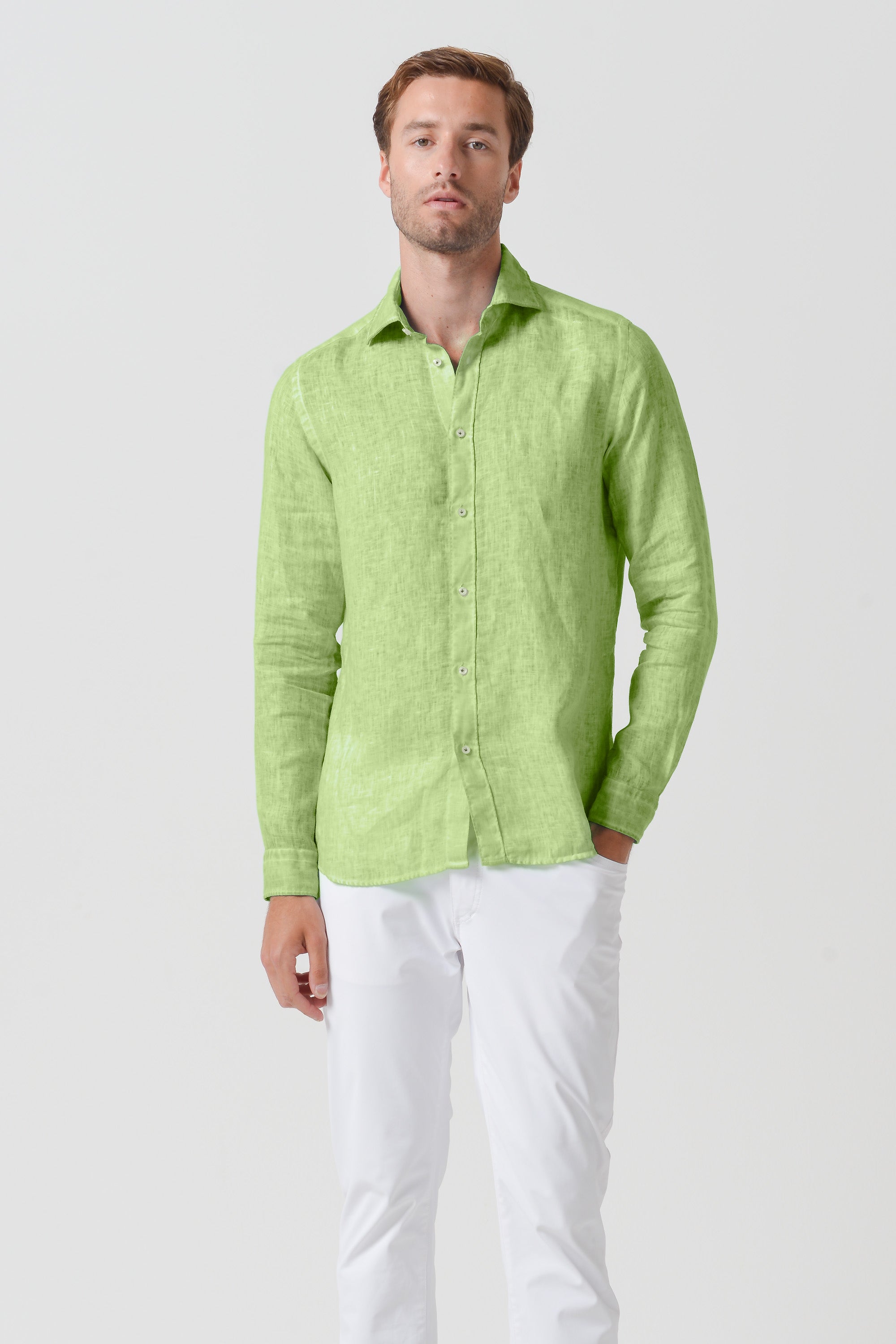 Relaxed Fit Linen Shirt - Kiwi