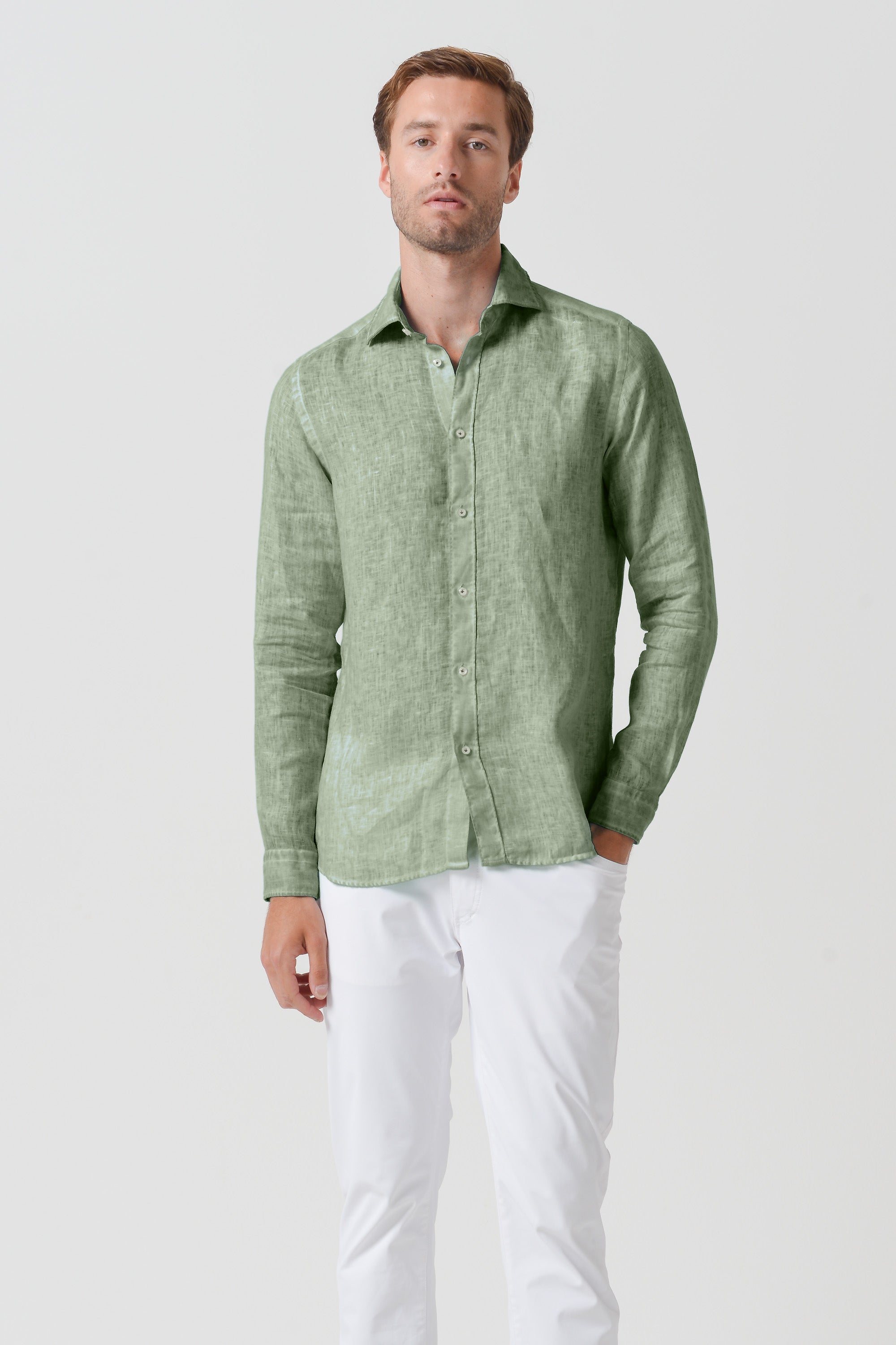 Relaxed Fit Linen Shirt - Palm