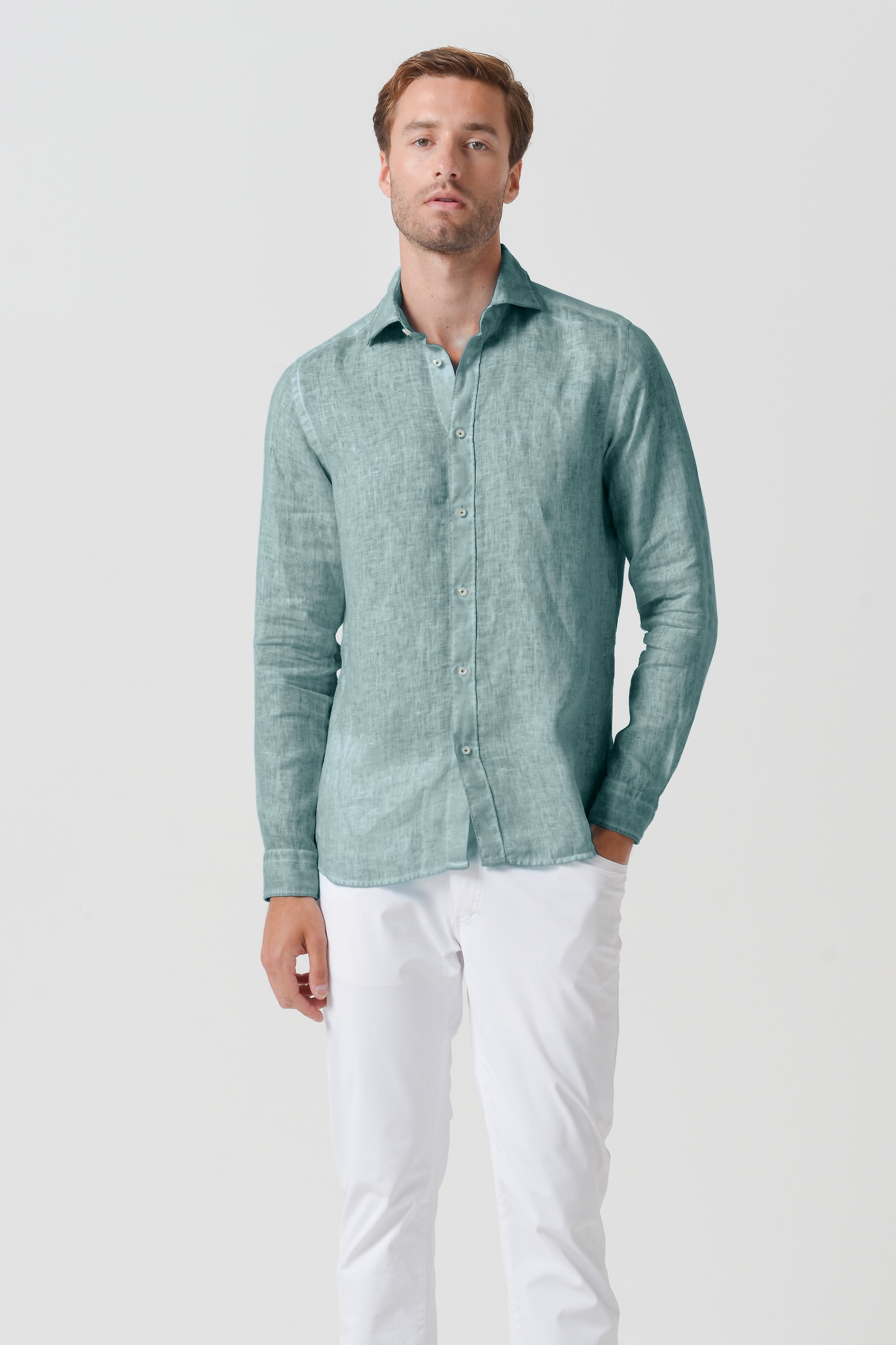 Relax Fit Linen Shirt - Shark