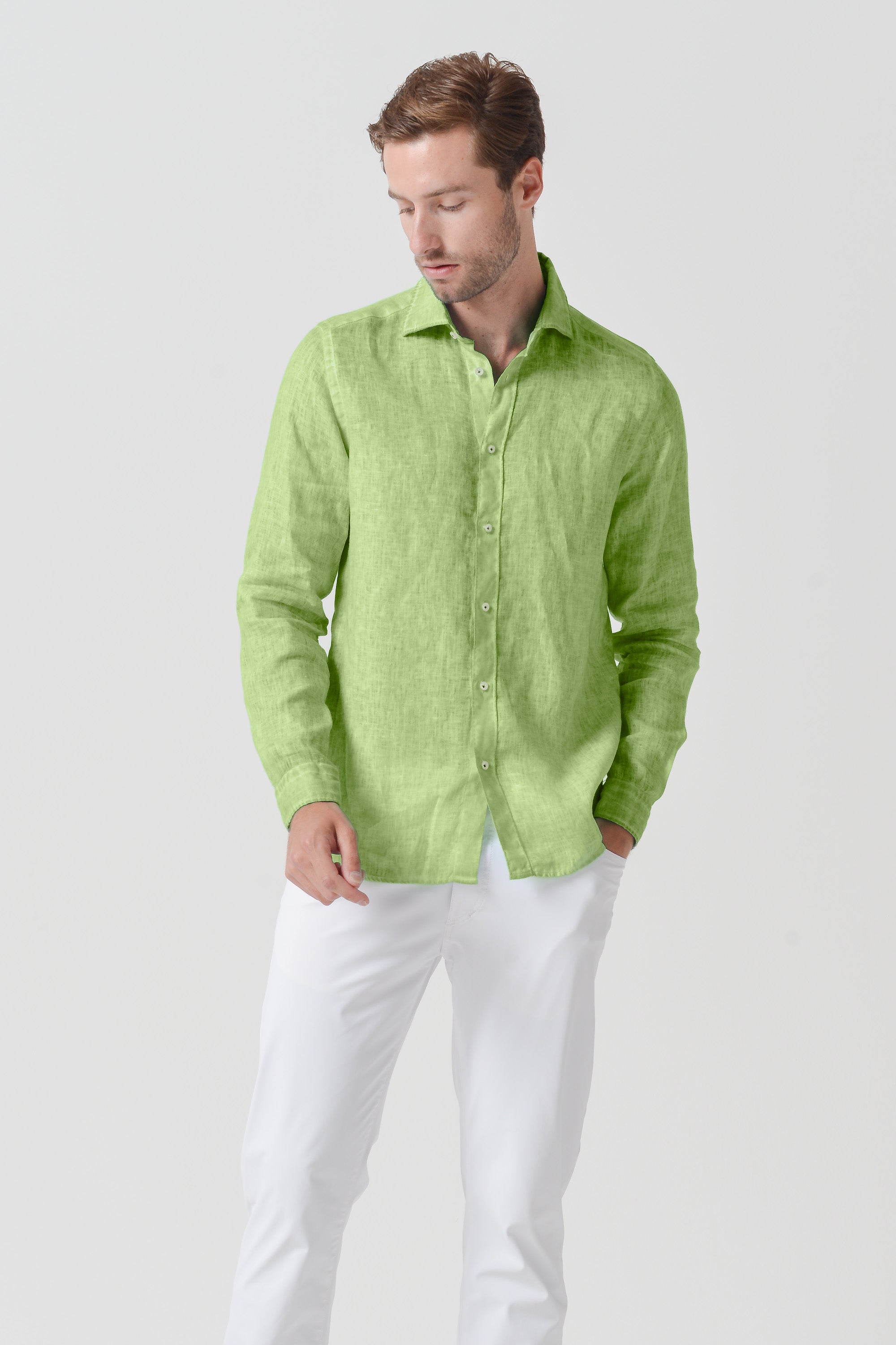 Relaxed Fit Linen Shirt - Kiwi