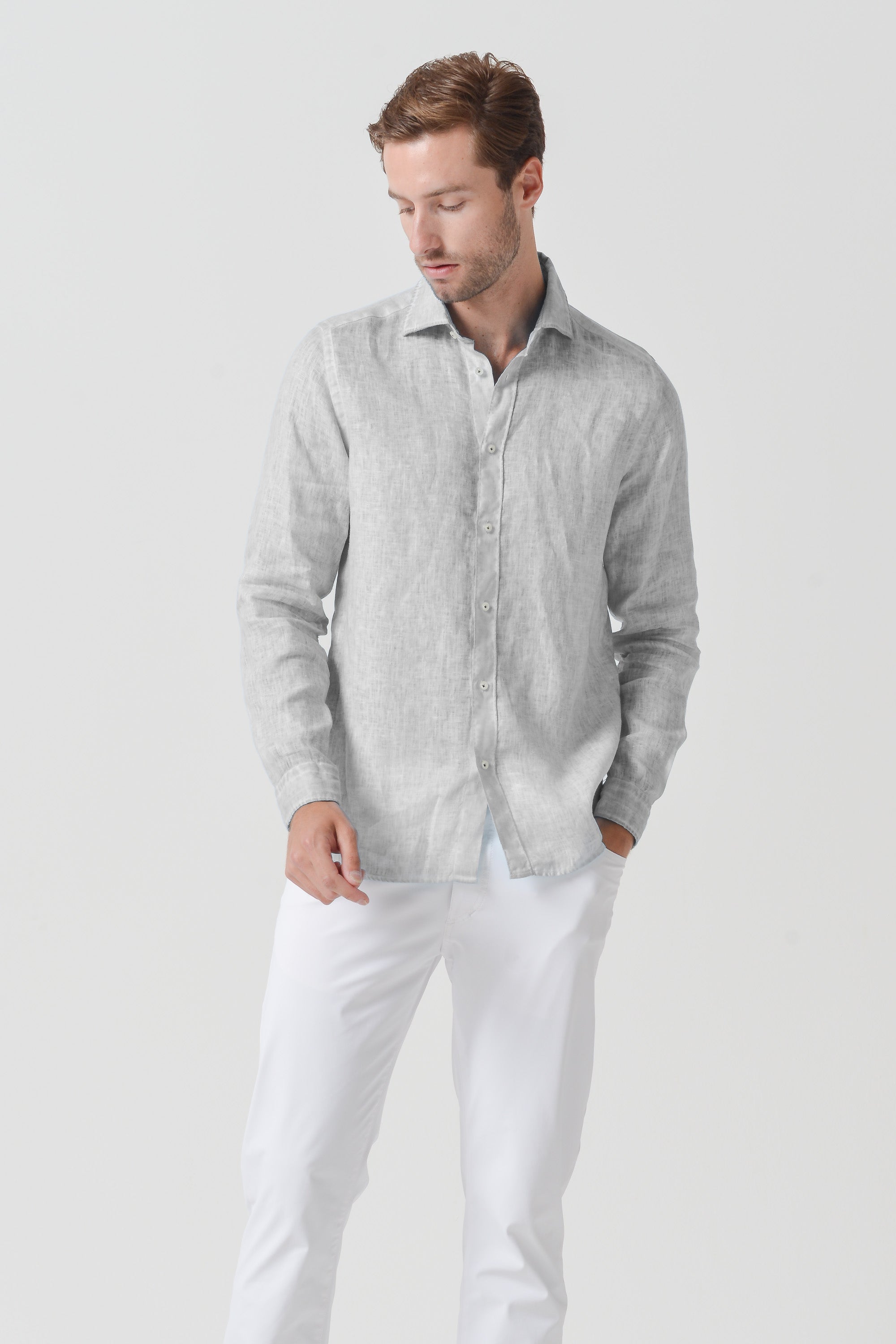 Relaxed Fit Linen Shirt - Marmo