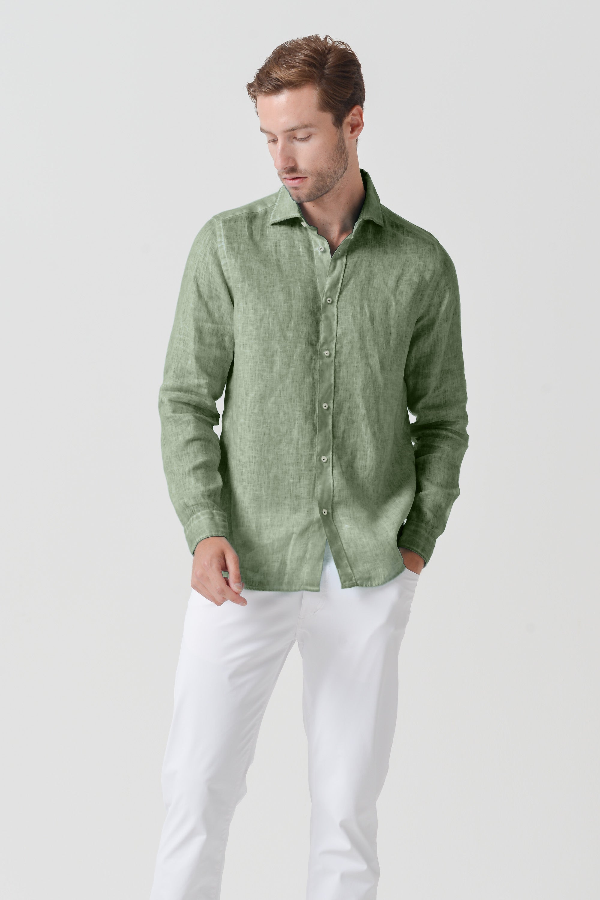 Relaxed Fit Linen Shirt - Palm