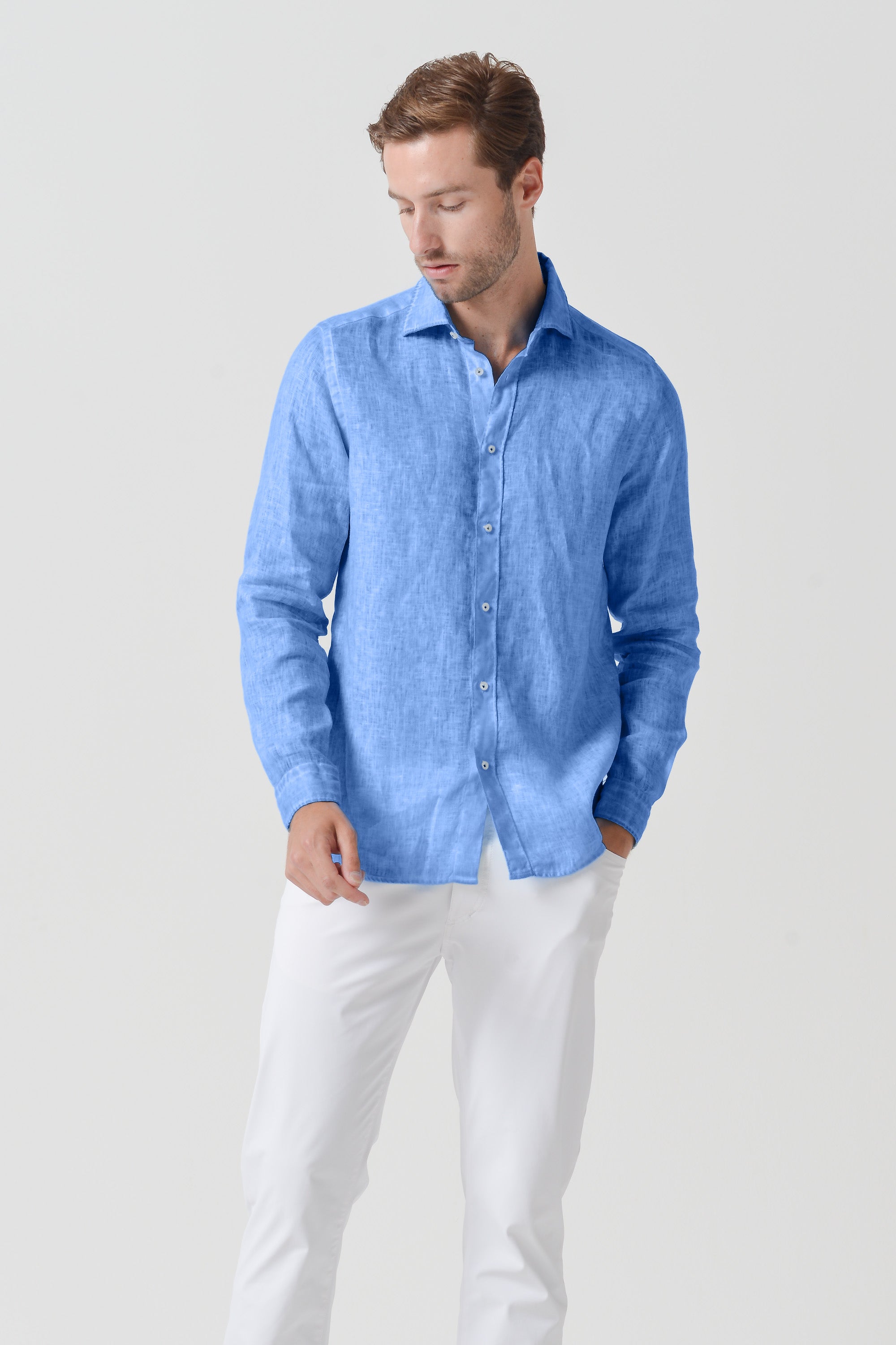 Relaxed Fit Linen Shirt - Santorini
