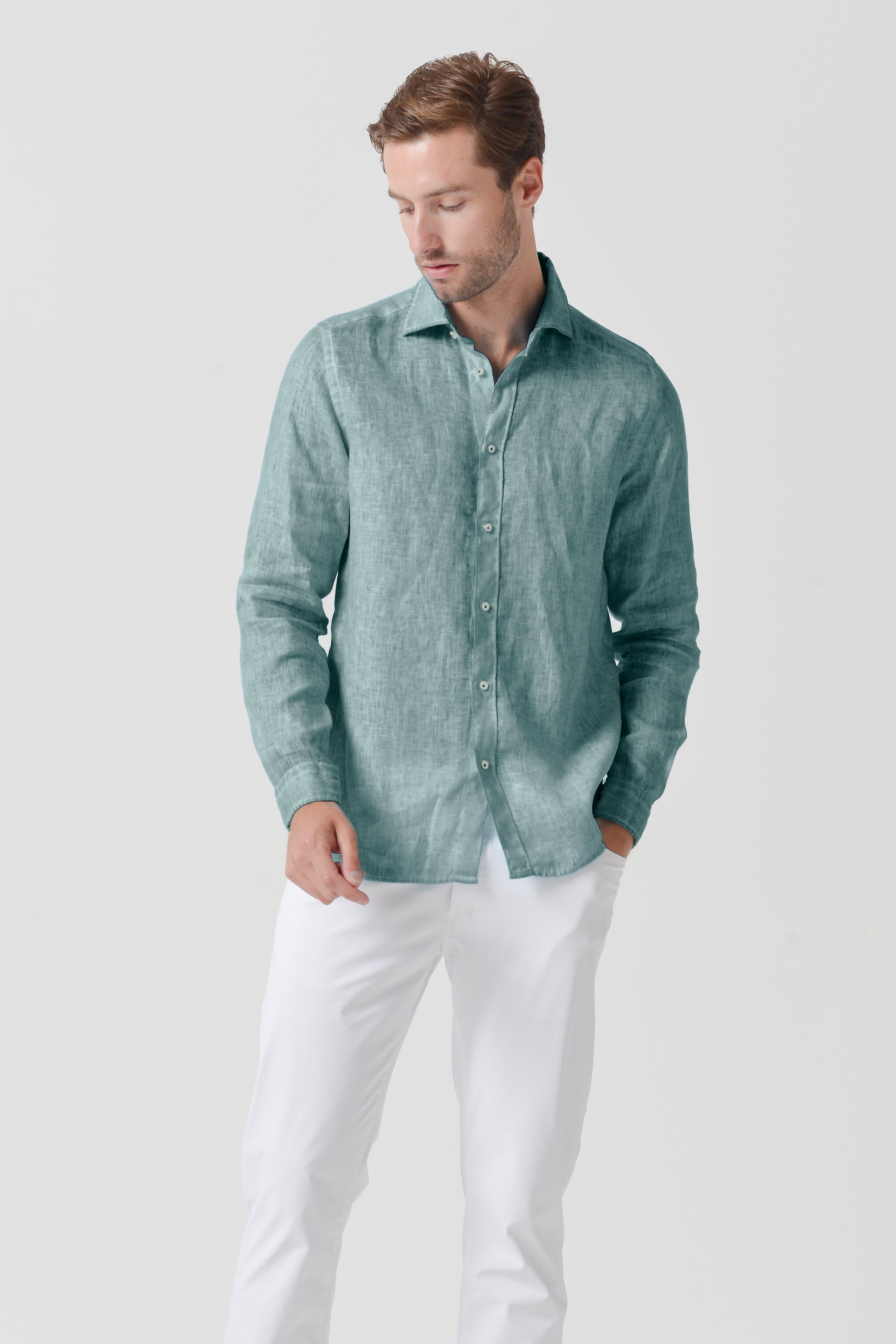 Relax Fit Linen Shirt - Shark