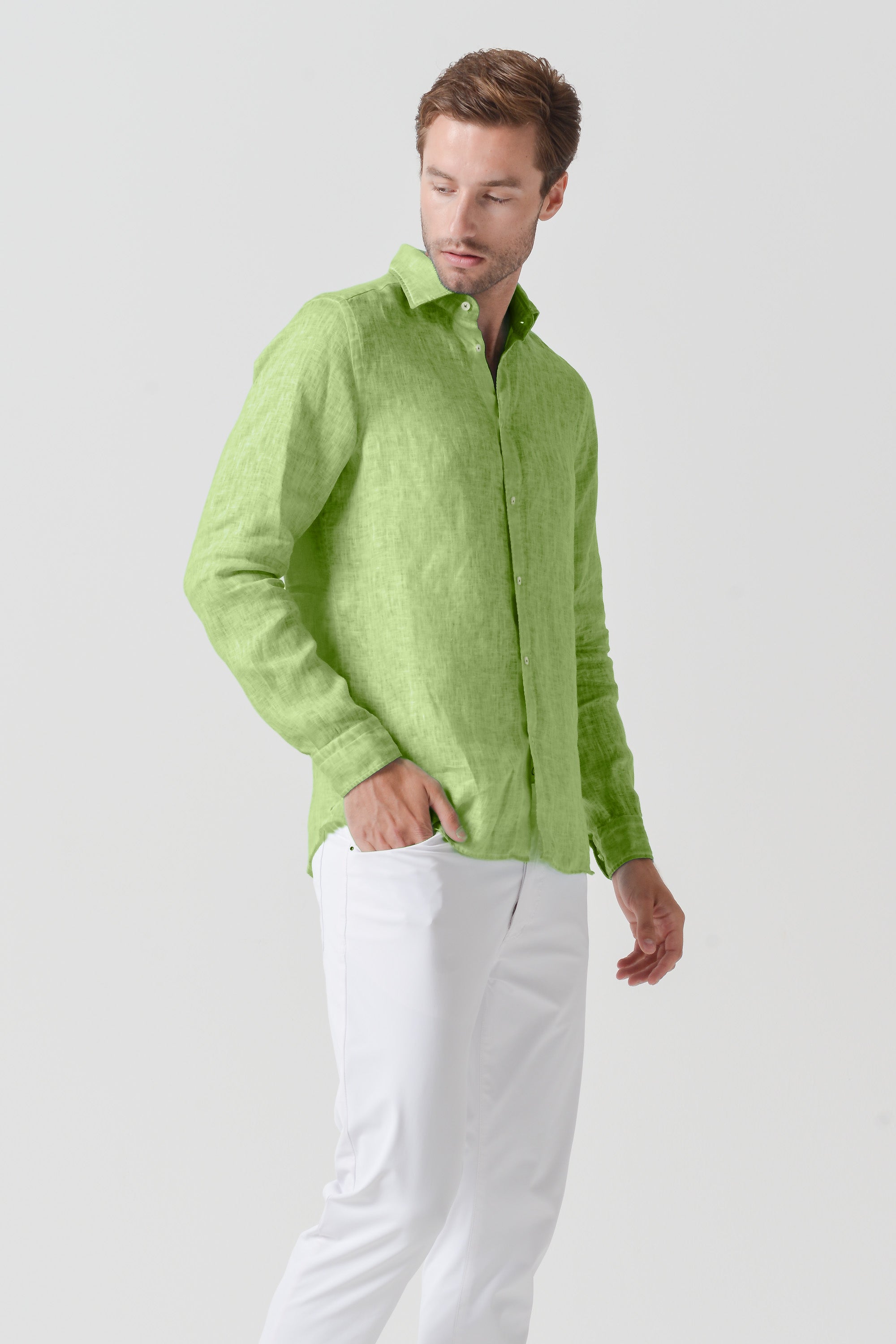 Relaxed Fit Linen Shirt - Kiwi