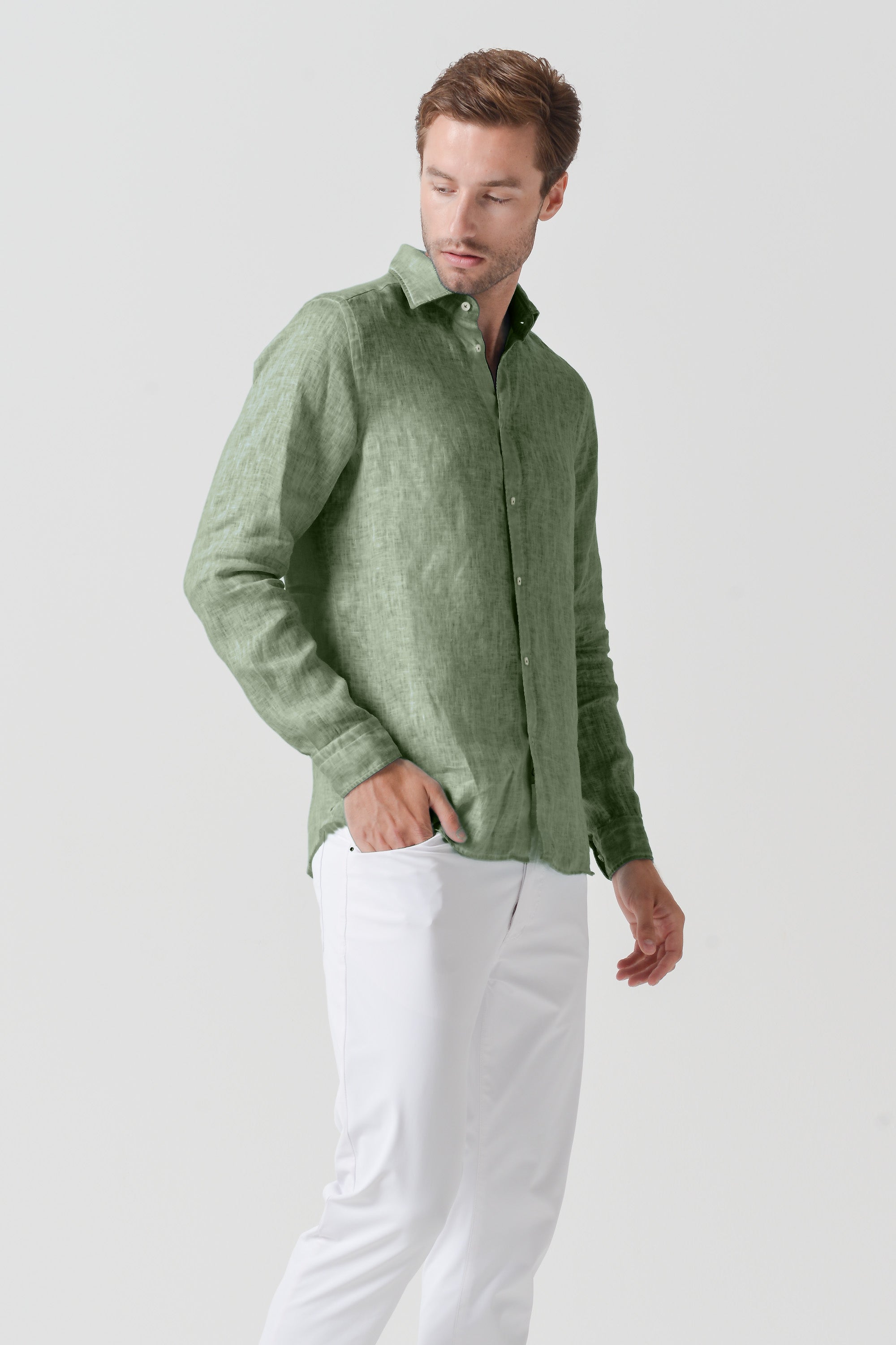 Relaxed Fit Linen Shirt - Palm