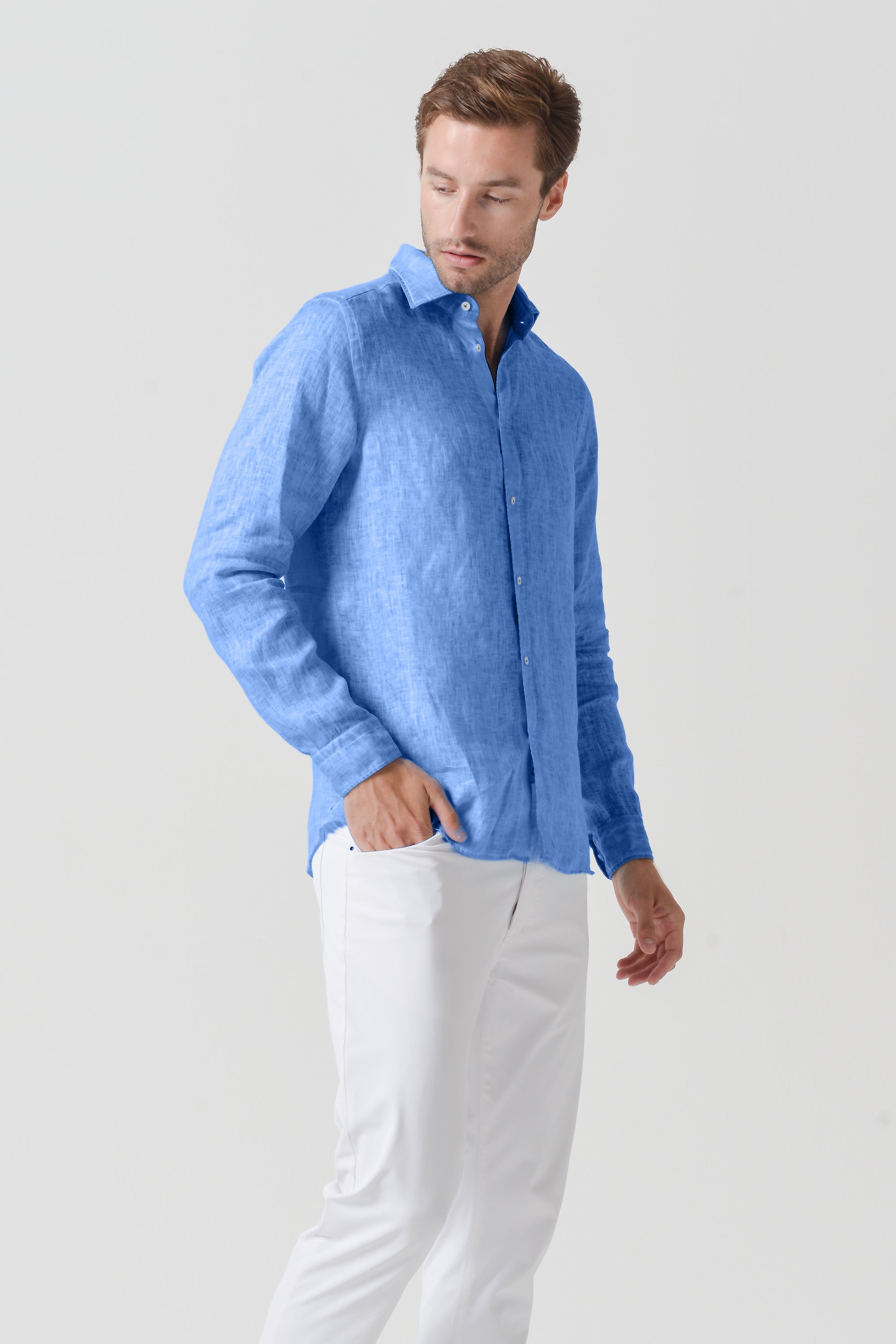 Relaxed Fit Linen Shirt - Santorini