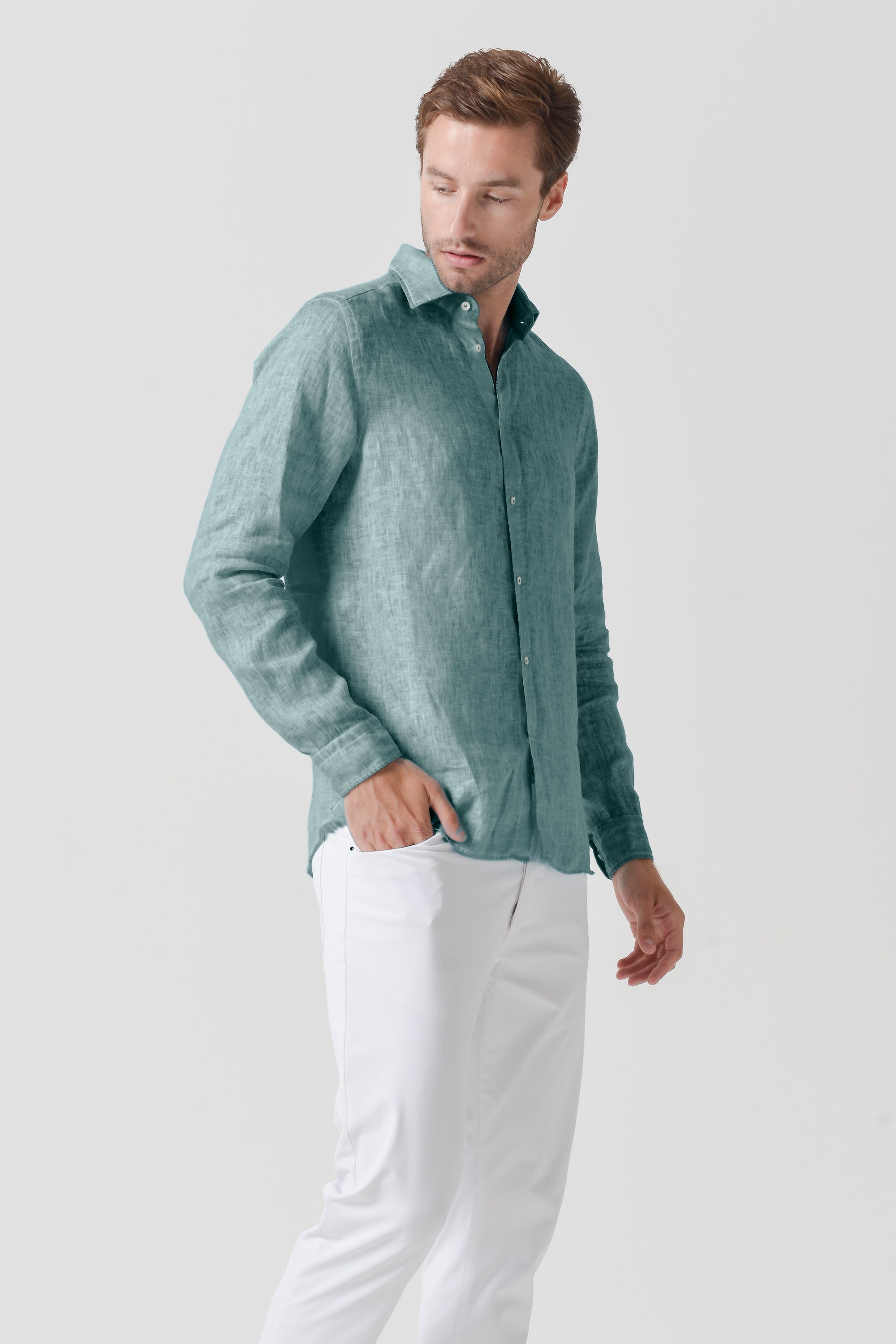 Relax Fit Linen Shirt - Shark