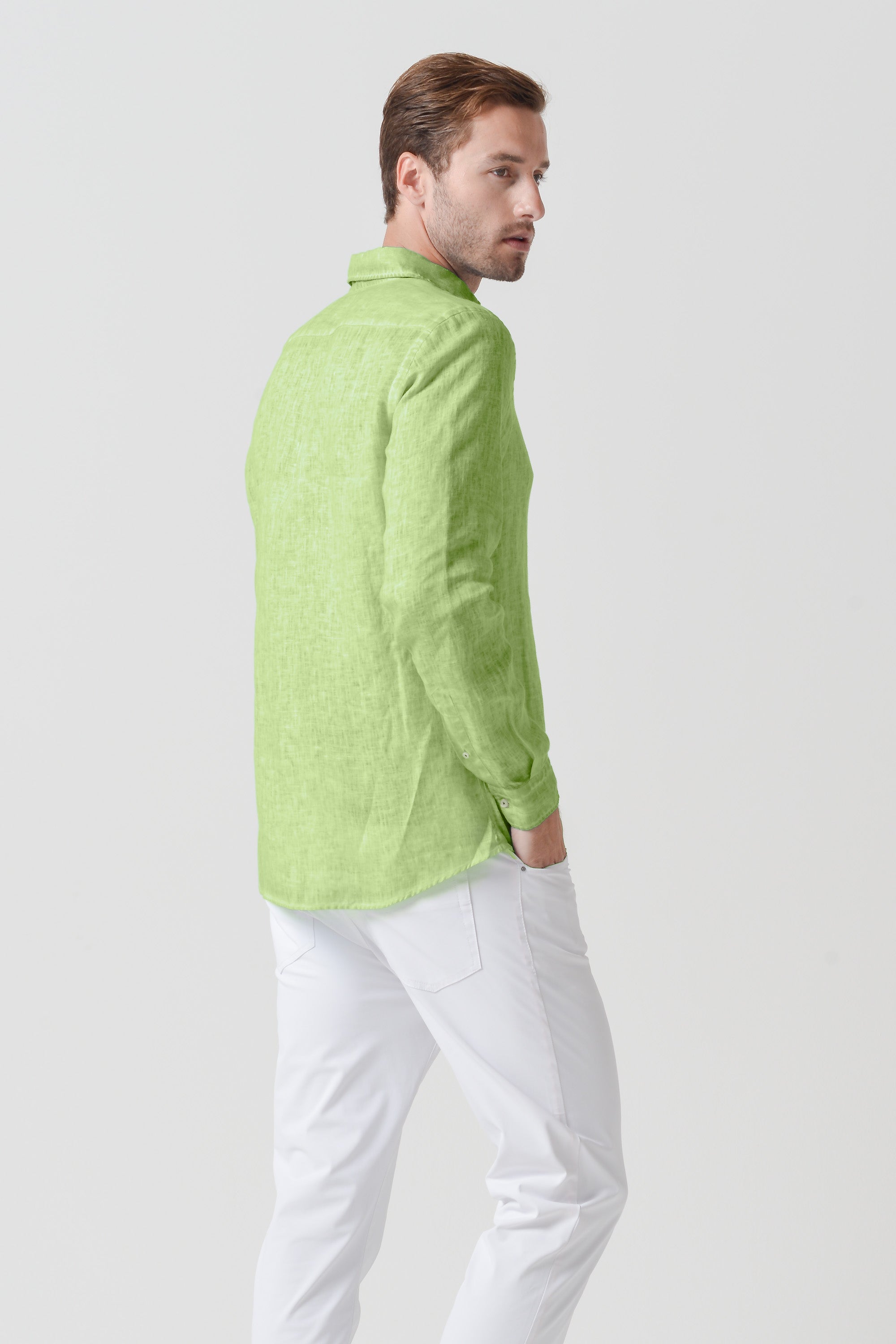 Relaxed Fit Linen Shirt - Kiwi