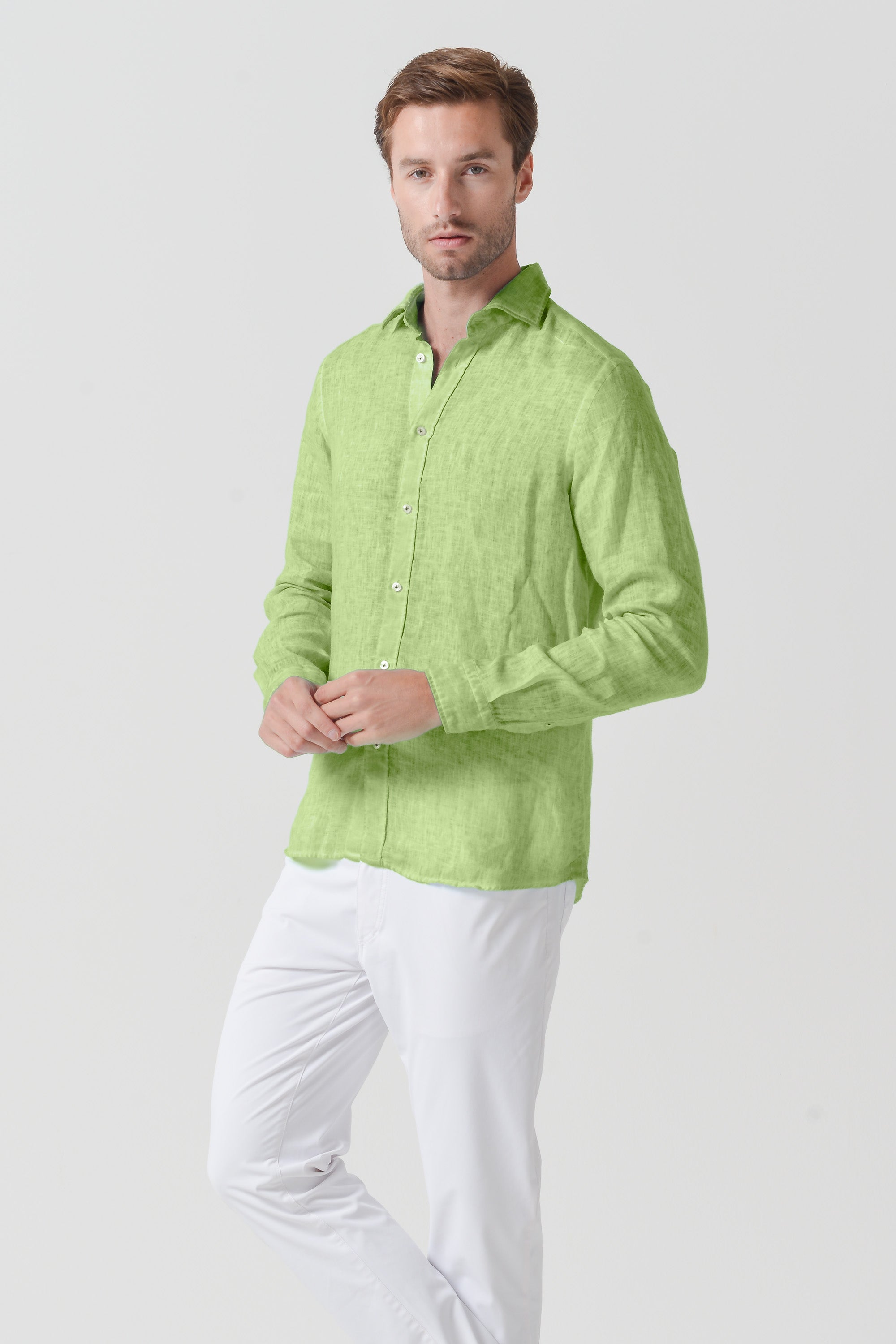 Relaxed Fit Linen Shirt - Kiwi