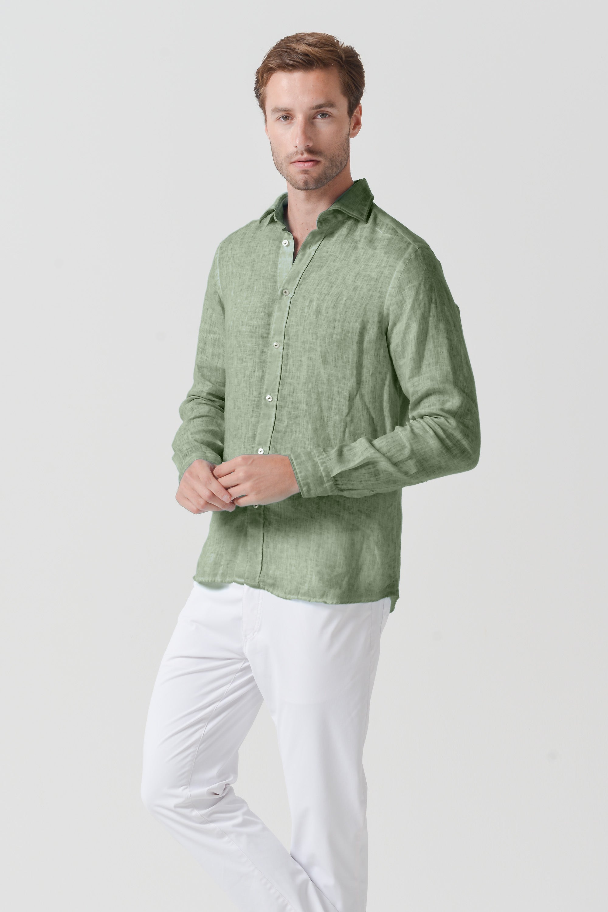 Relaxed Fit Linen Shirt - Palm