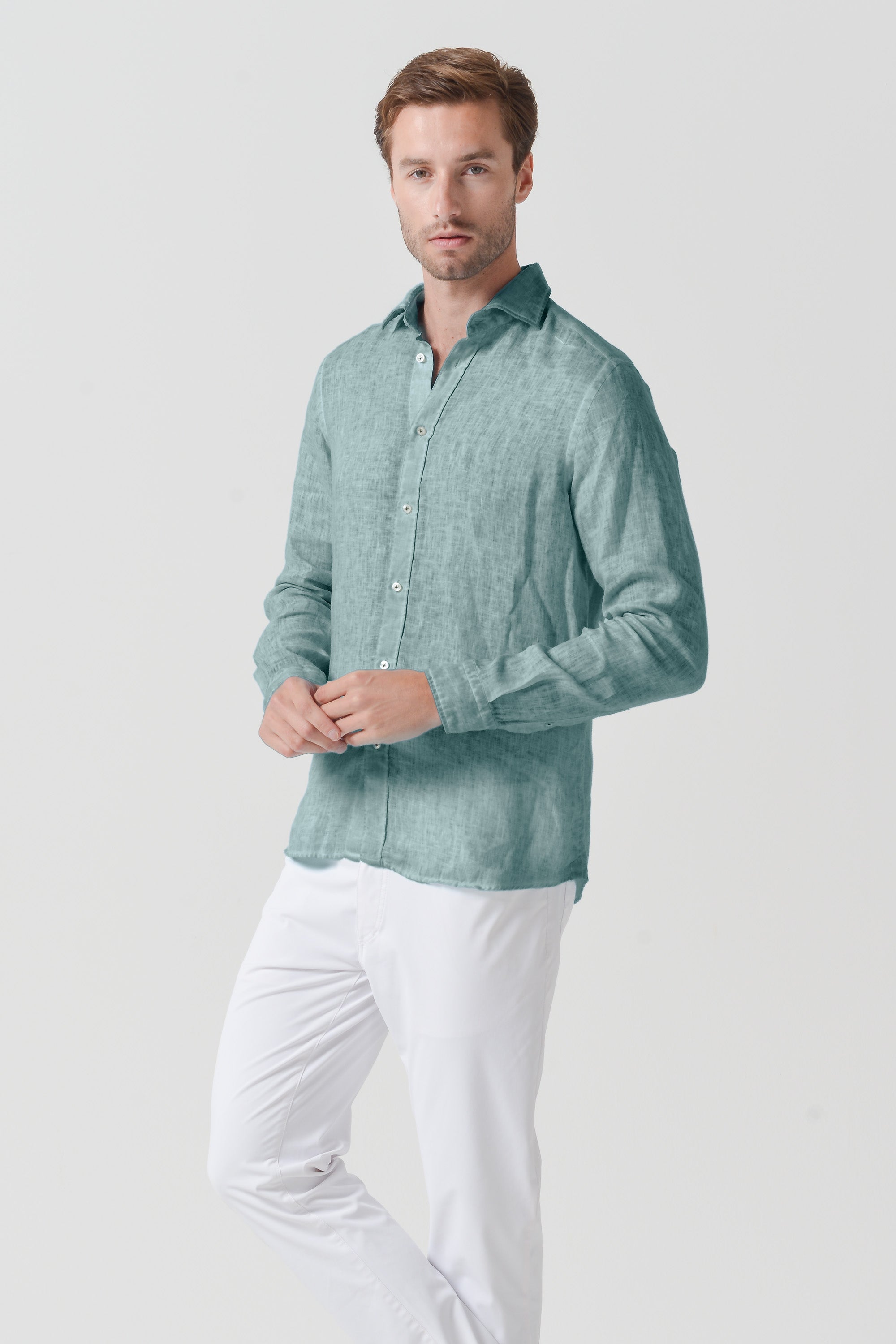 Relax Fit Linen Shirt - Shark