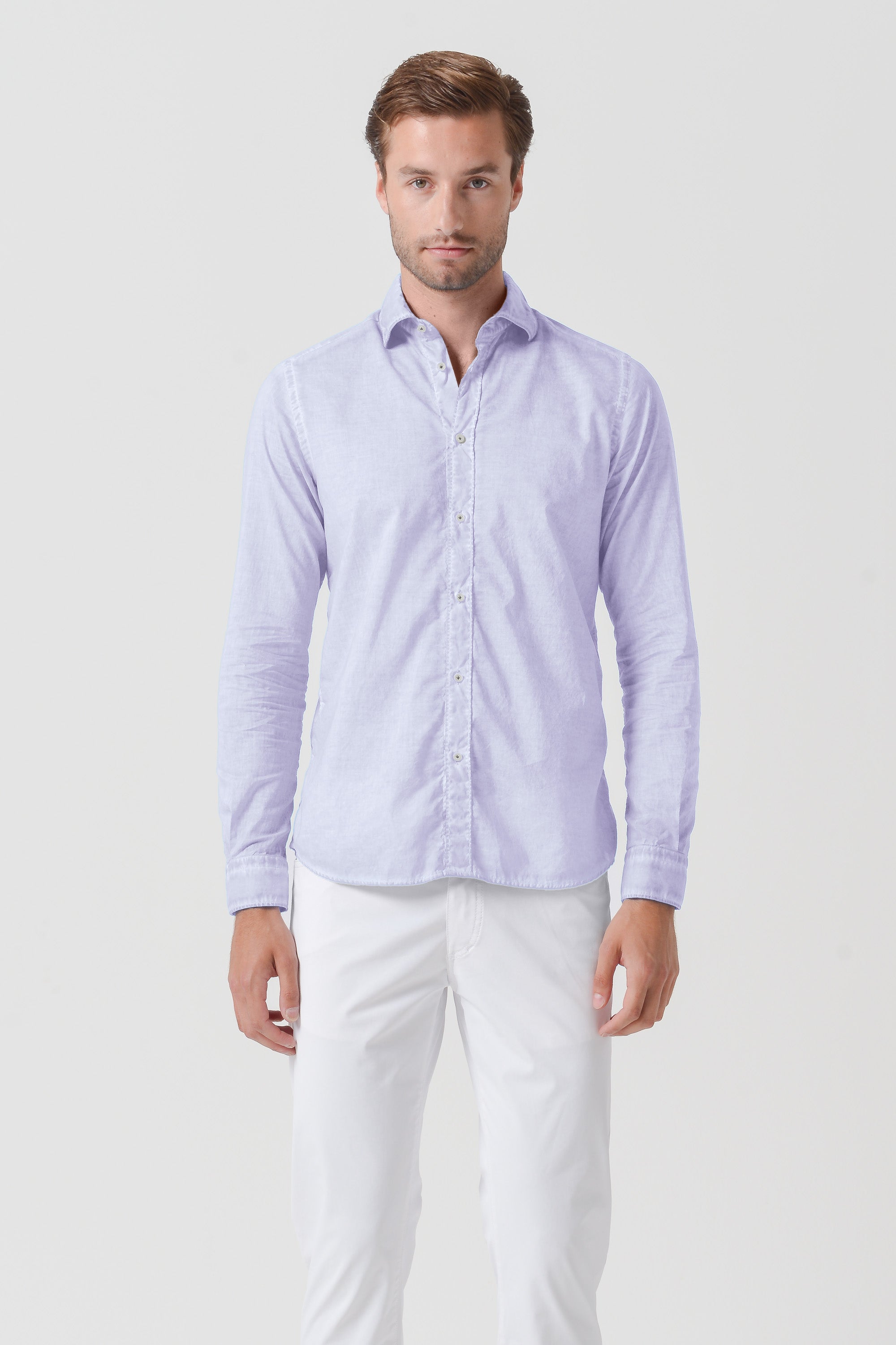 Relaxed Fit Cotton Voile Shirt - Lilac