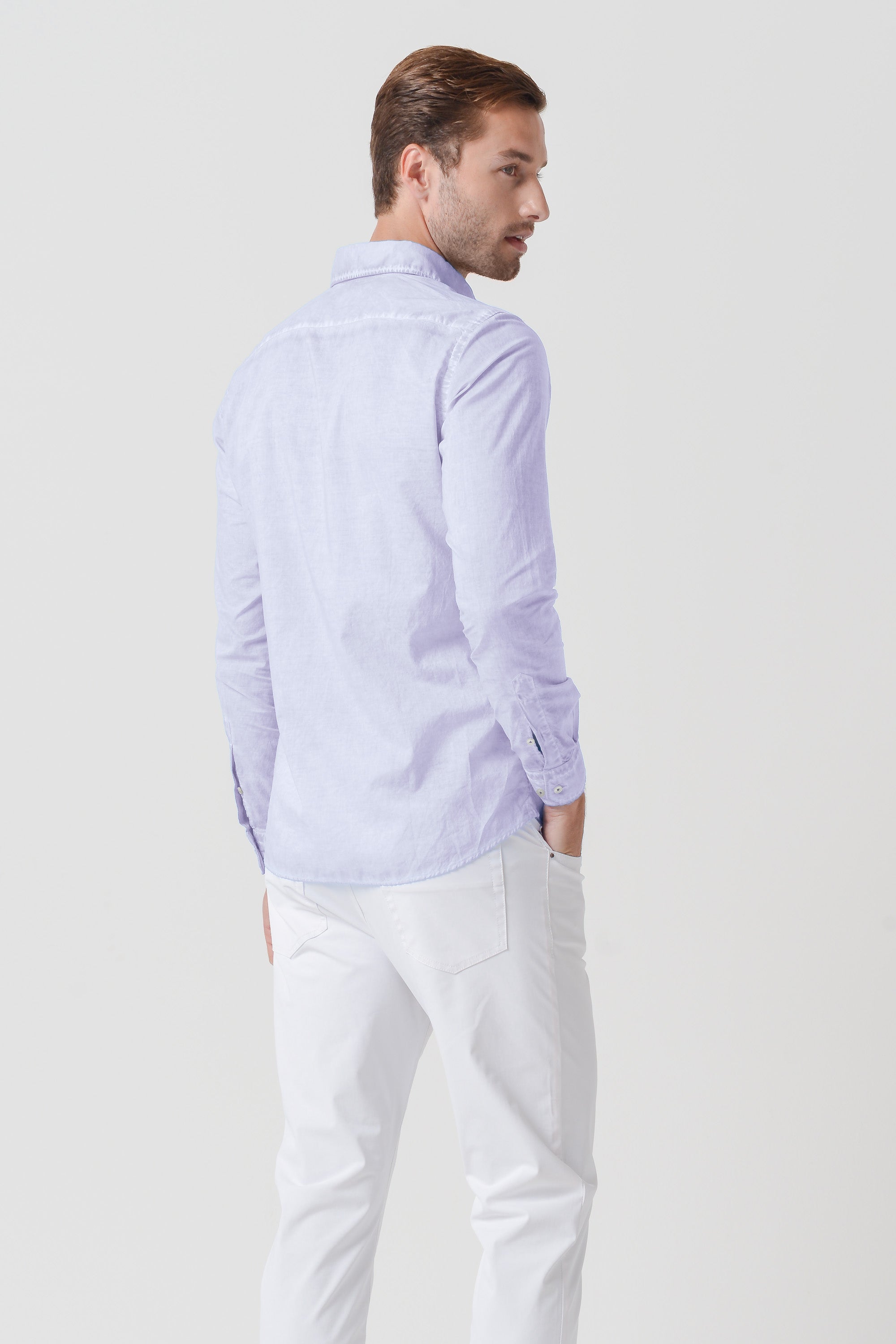 Relaxed Fit Cotton Voile Shirt - Lilac