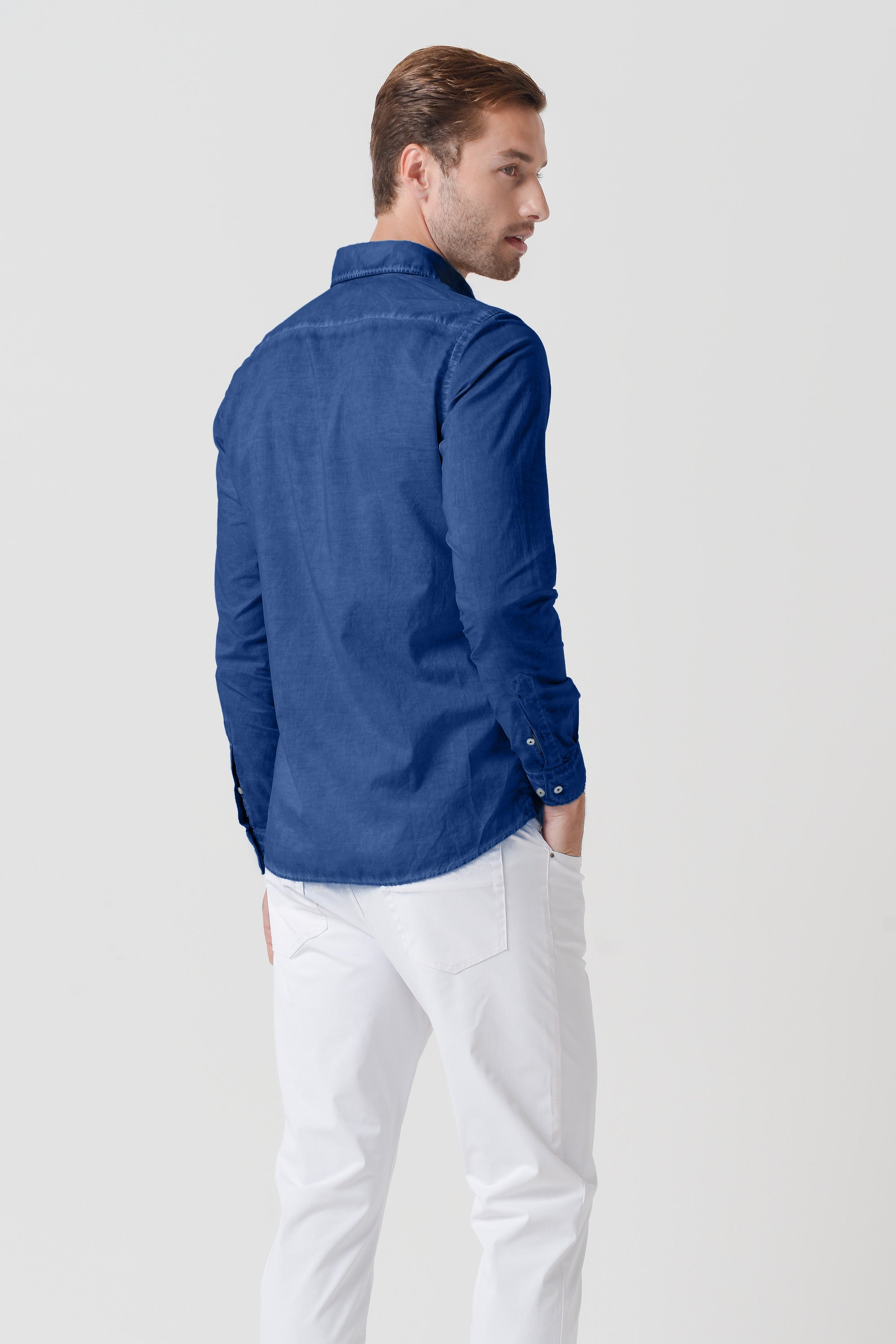 Relaxed Fit Cotton Voile Shirt - Pacific