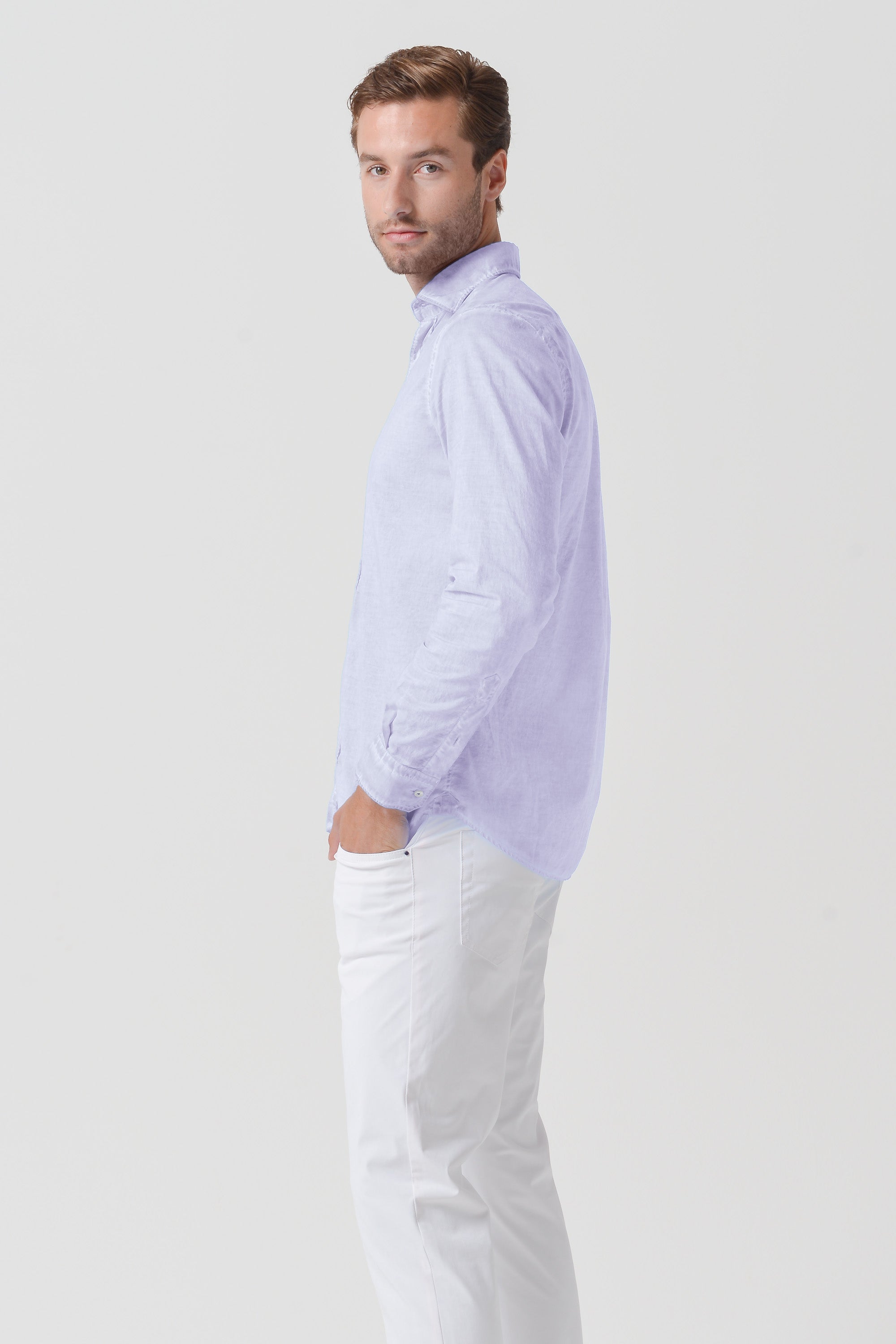 Relaxed Fit Cotton Voile Shirt - Lilac