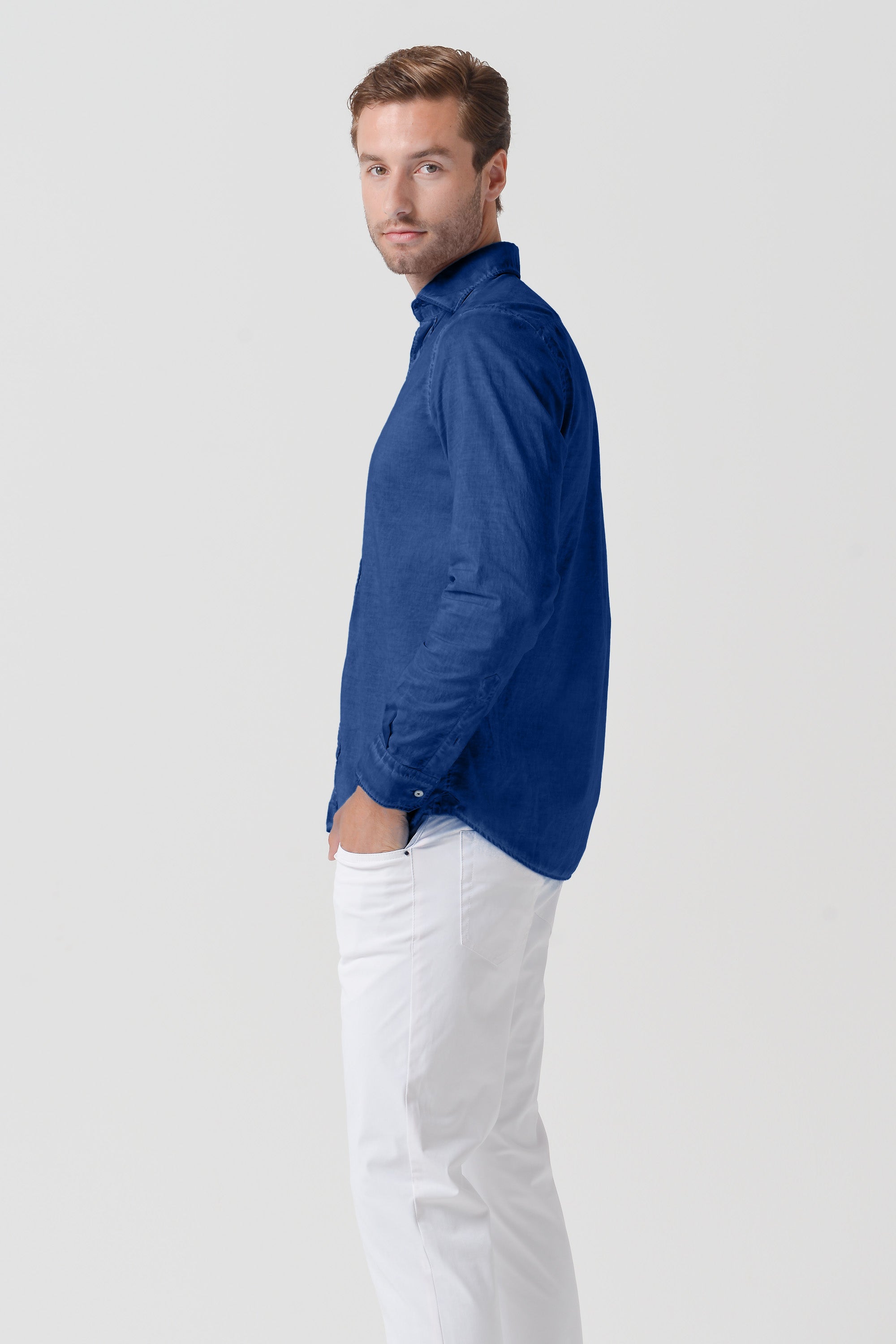 Relaxed Fit Cotton Voile Shirt - Pacific