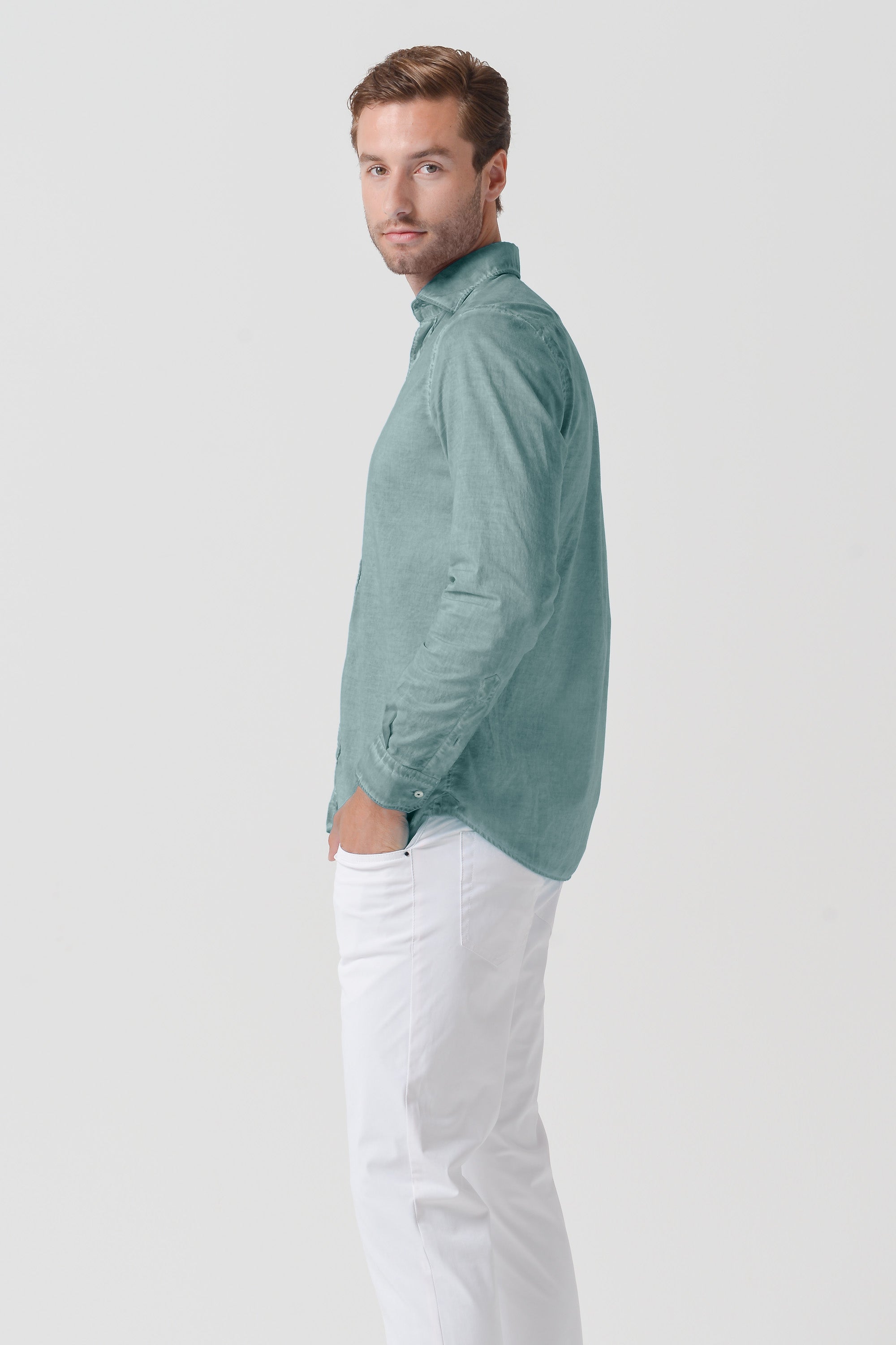 Relaxed Fit Cotton Voile Shirt - Shark