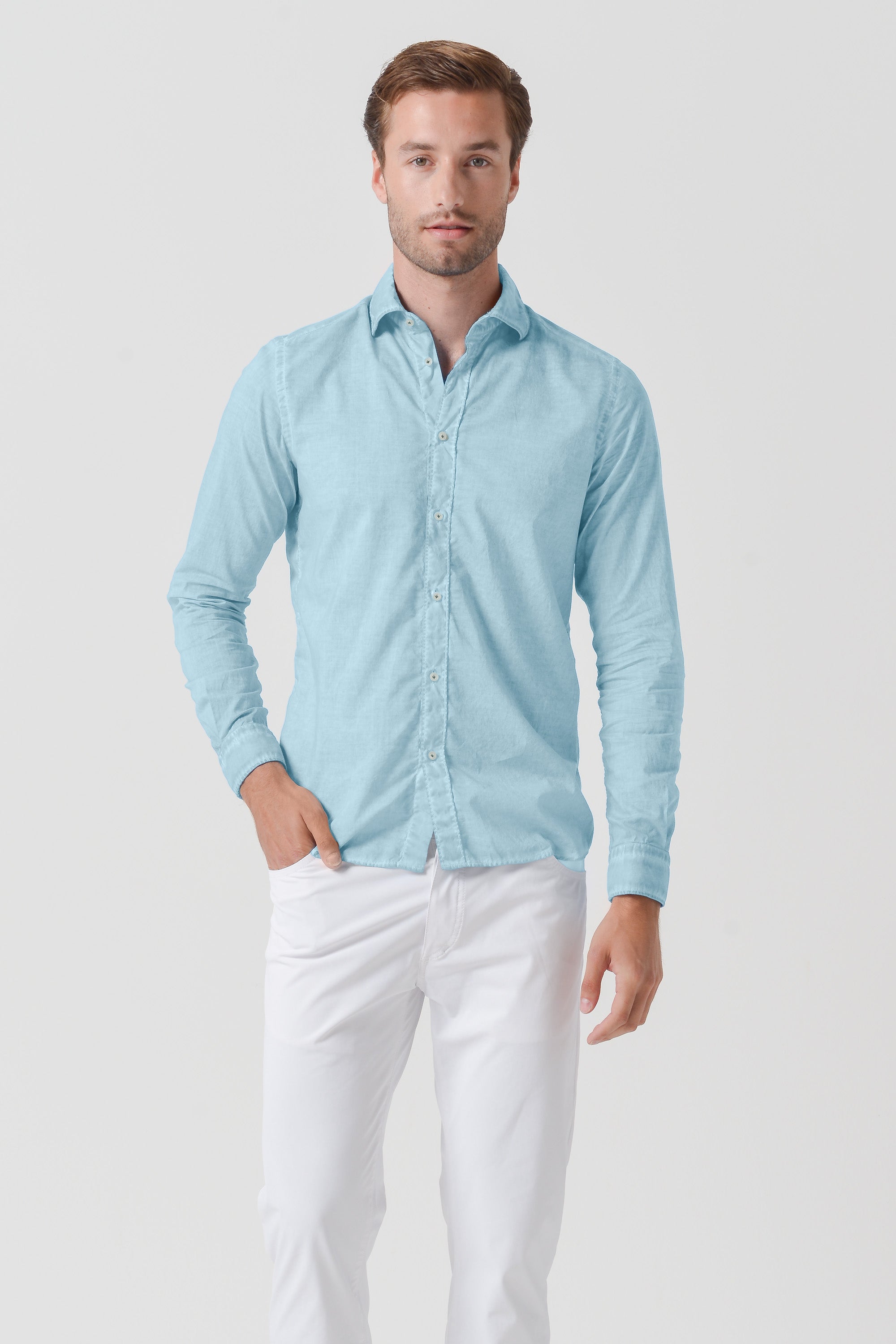 Relaxed Fit Cotton Voile Shirt - Bora Bora