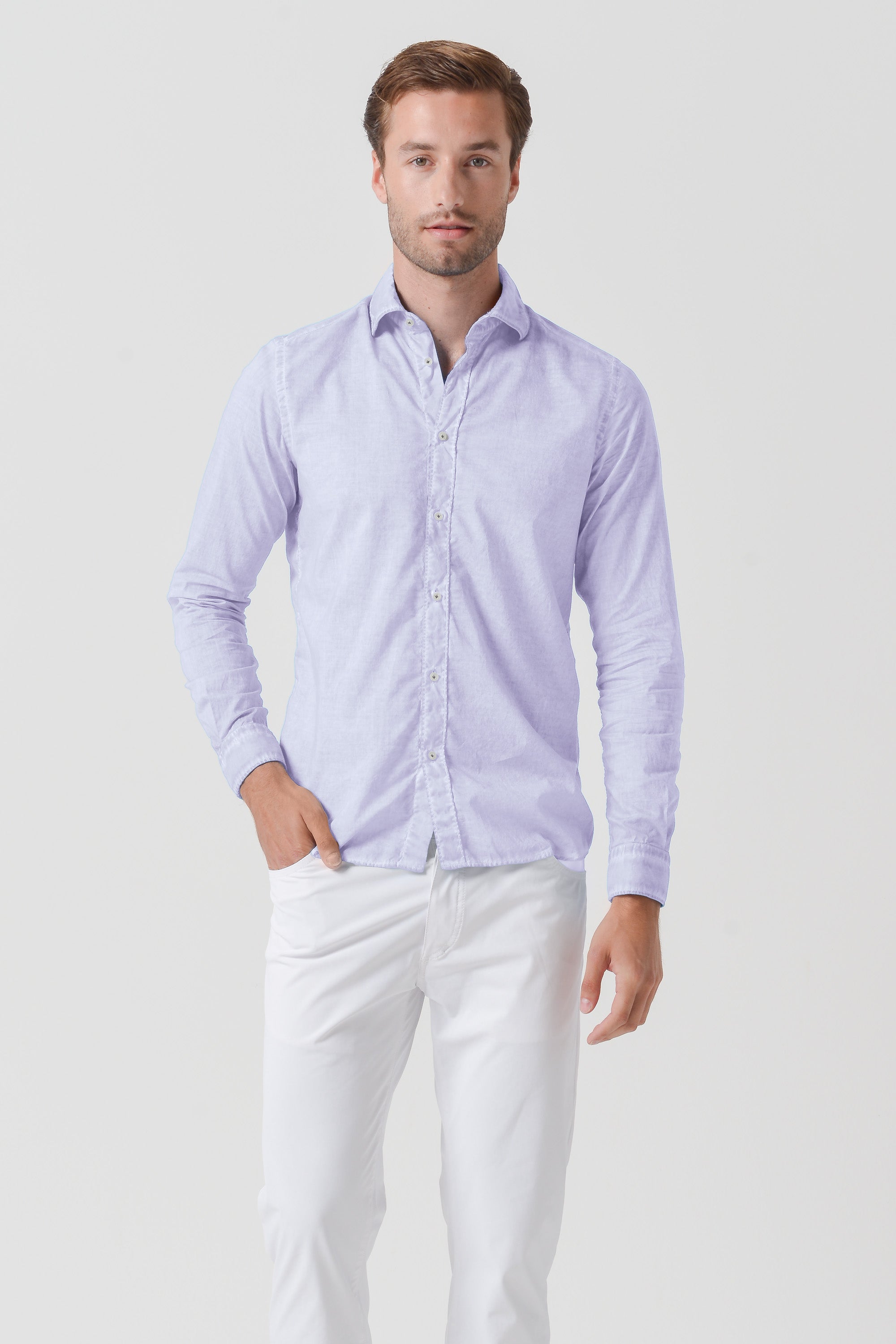 Relaxed Fit Cotton Voile Shirt - Lilac