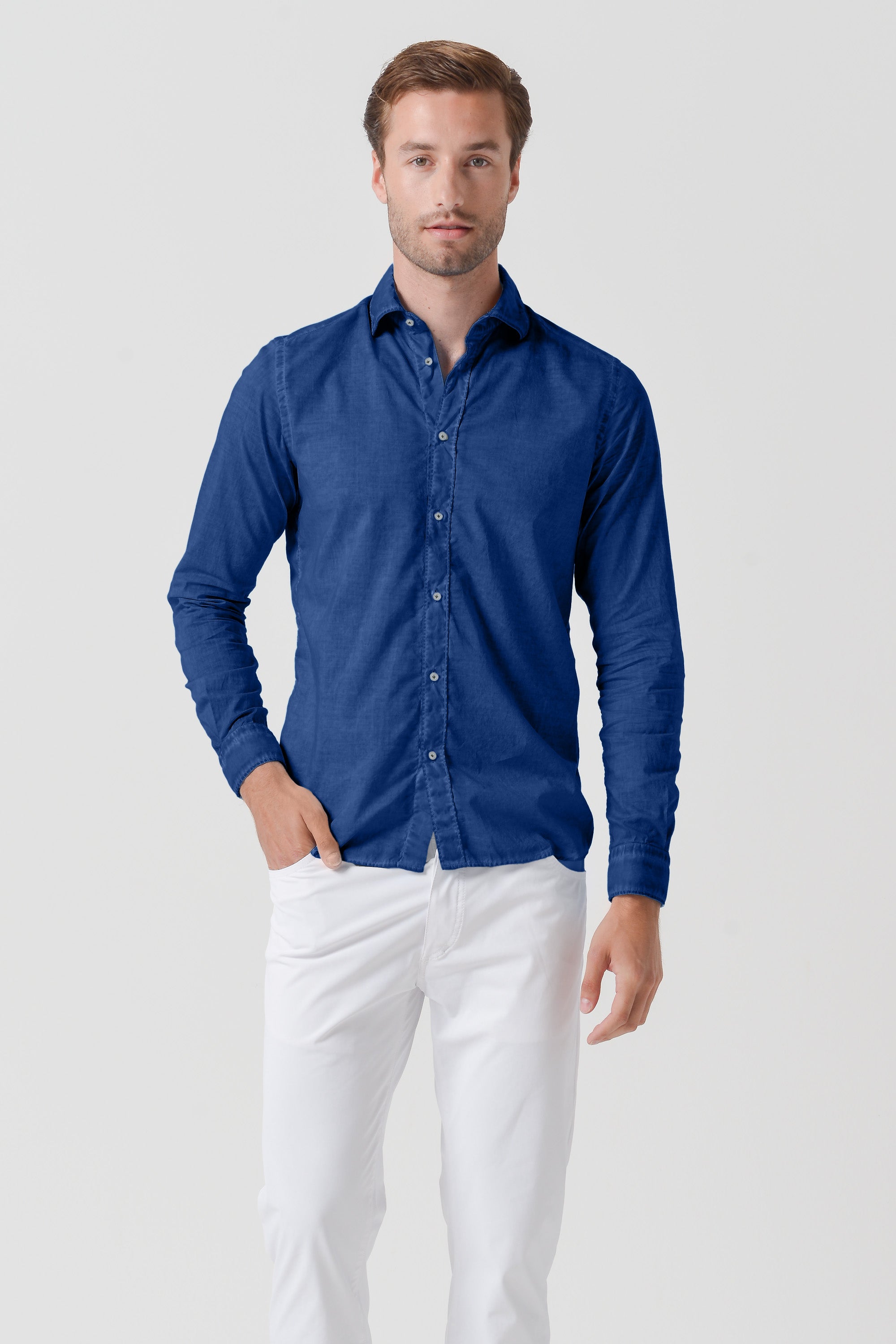 Relaxed Fit Cotton Voile Shirt - Pacific