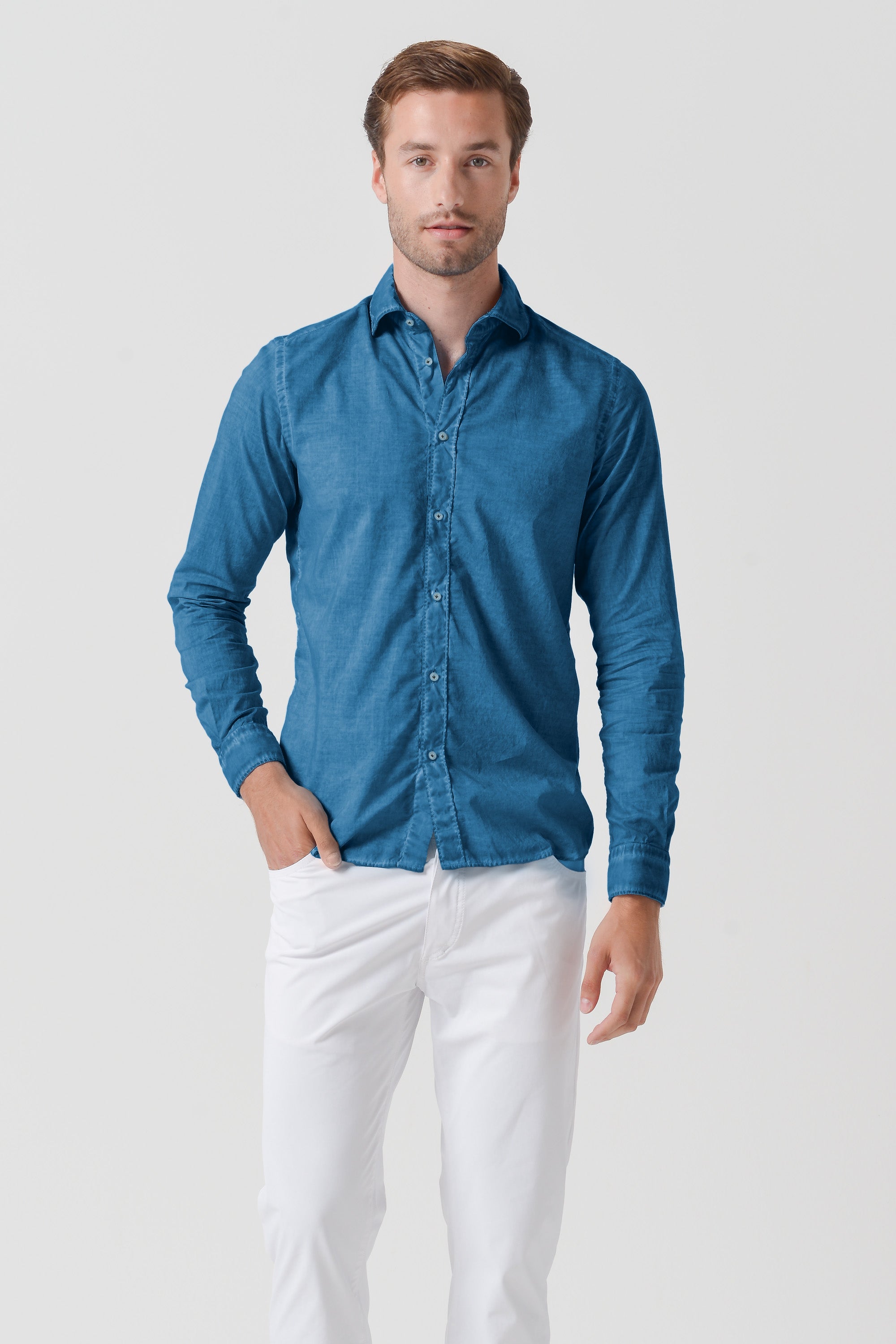 Relaxed Fit Cotton Voile Shirt - Profondo