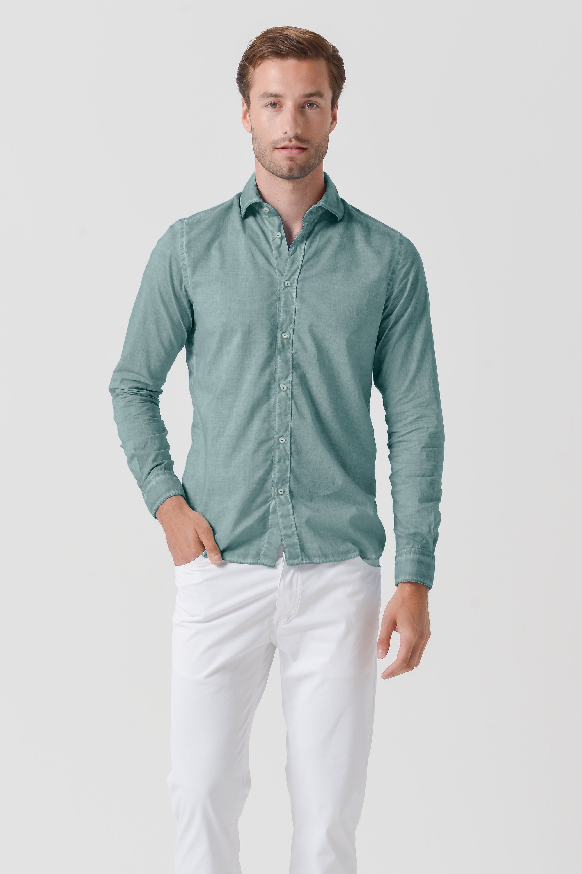 Relaxed Fit Cotton Voile Shirt - Shark