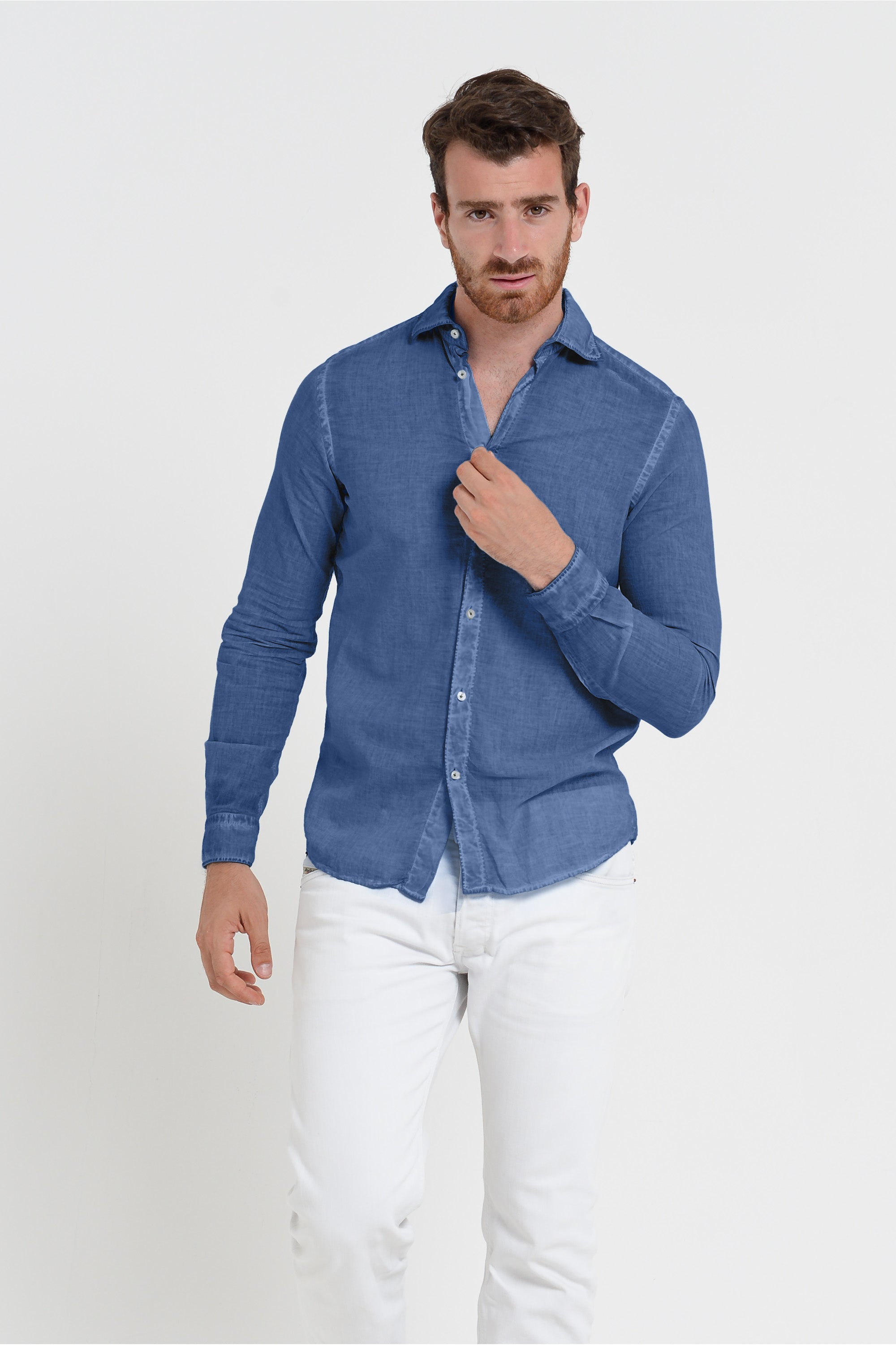 Relaxed Fit Cotton Voile Shirt - Pacific