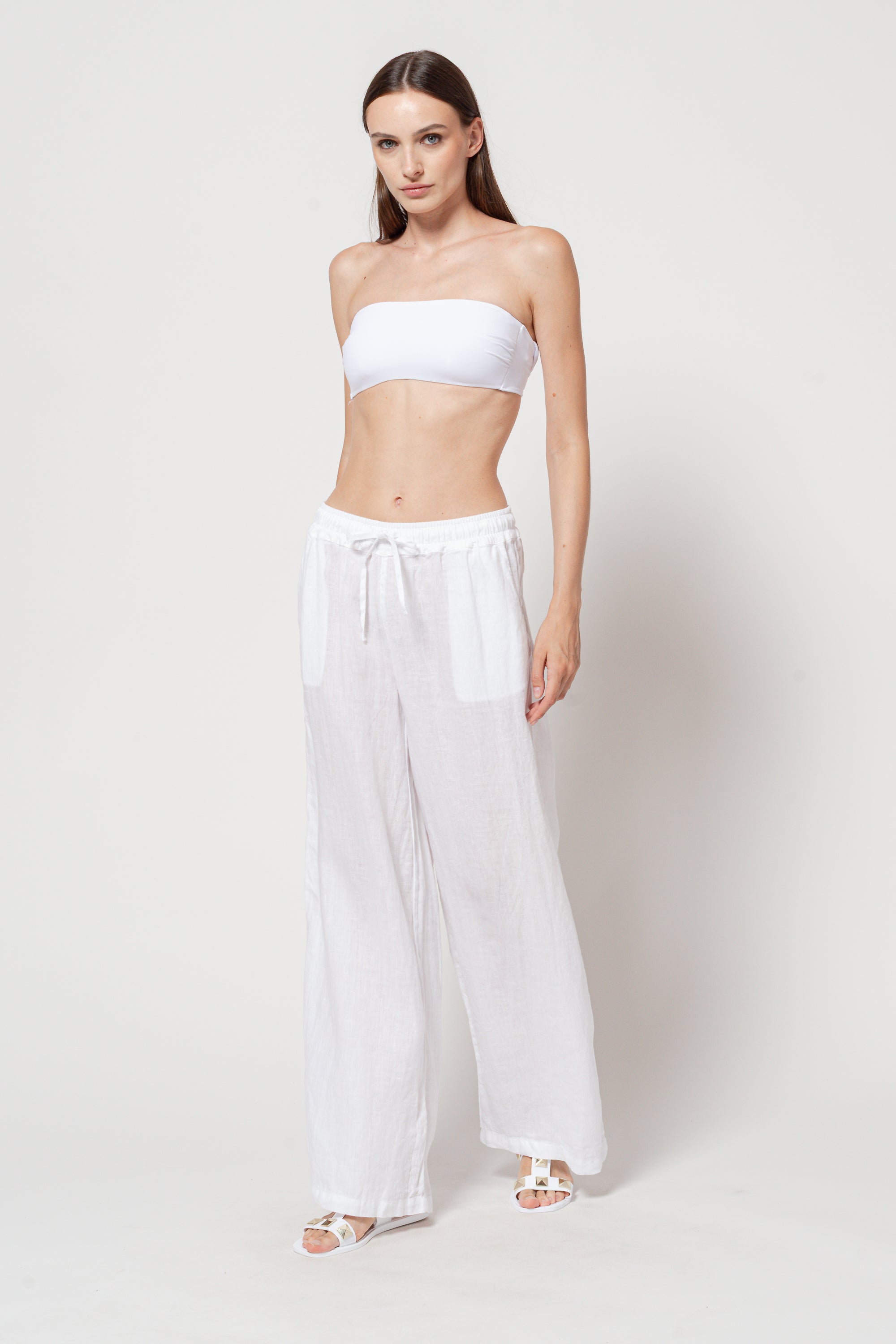 Pantalone Lino Largo - Bianco