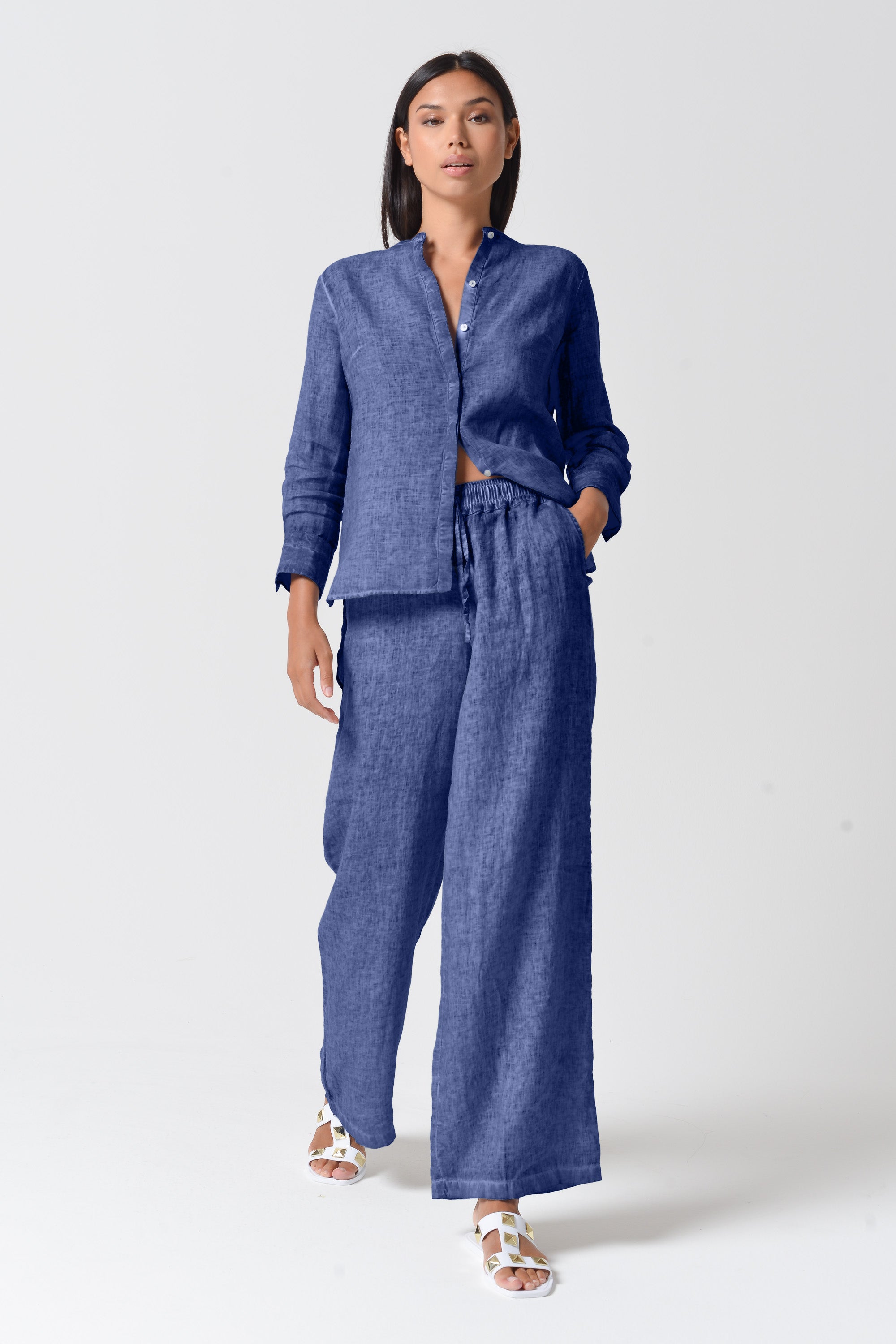 Billow Linen Slacks - Whale