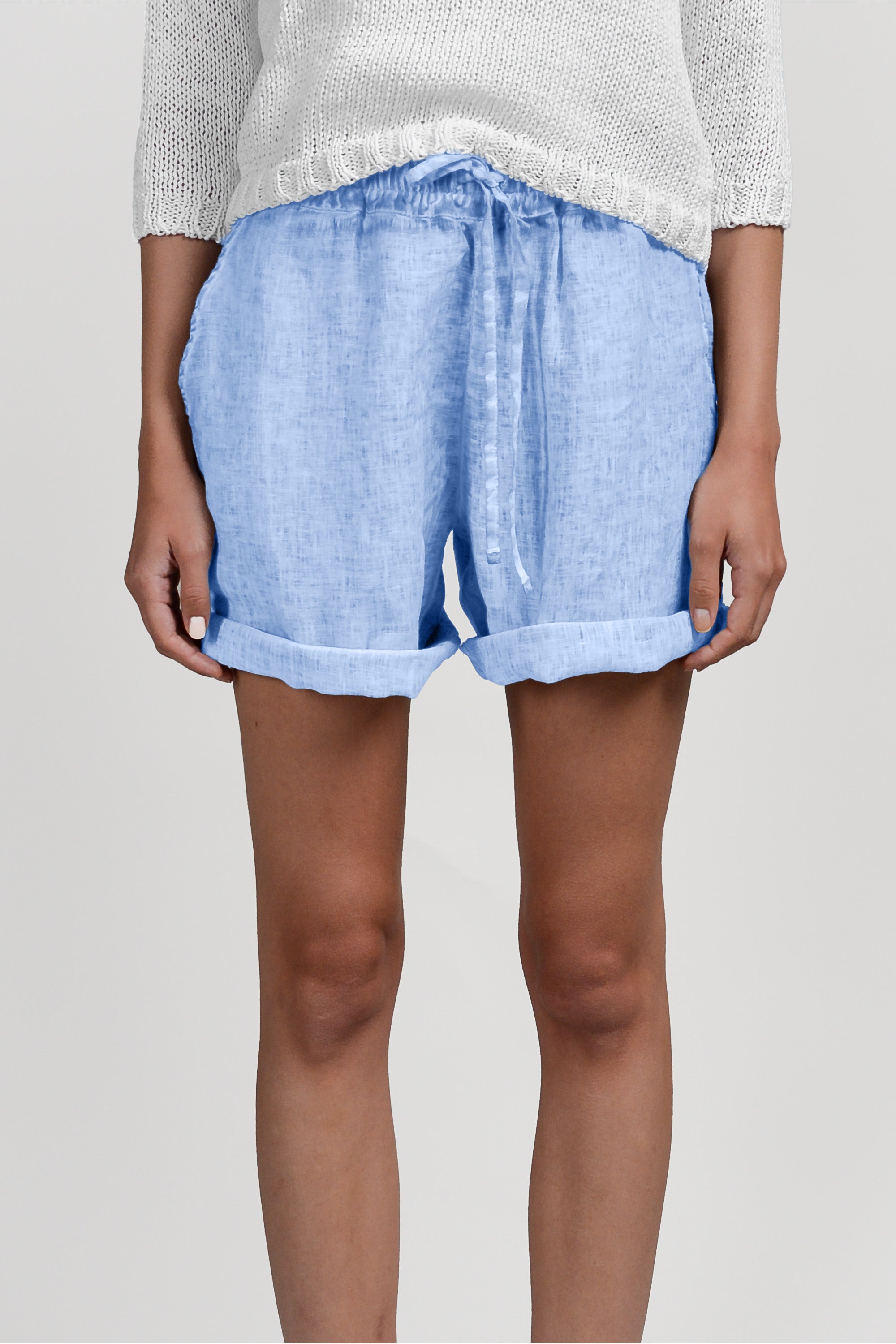 Linen Shorts - Cielo