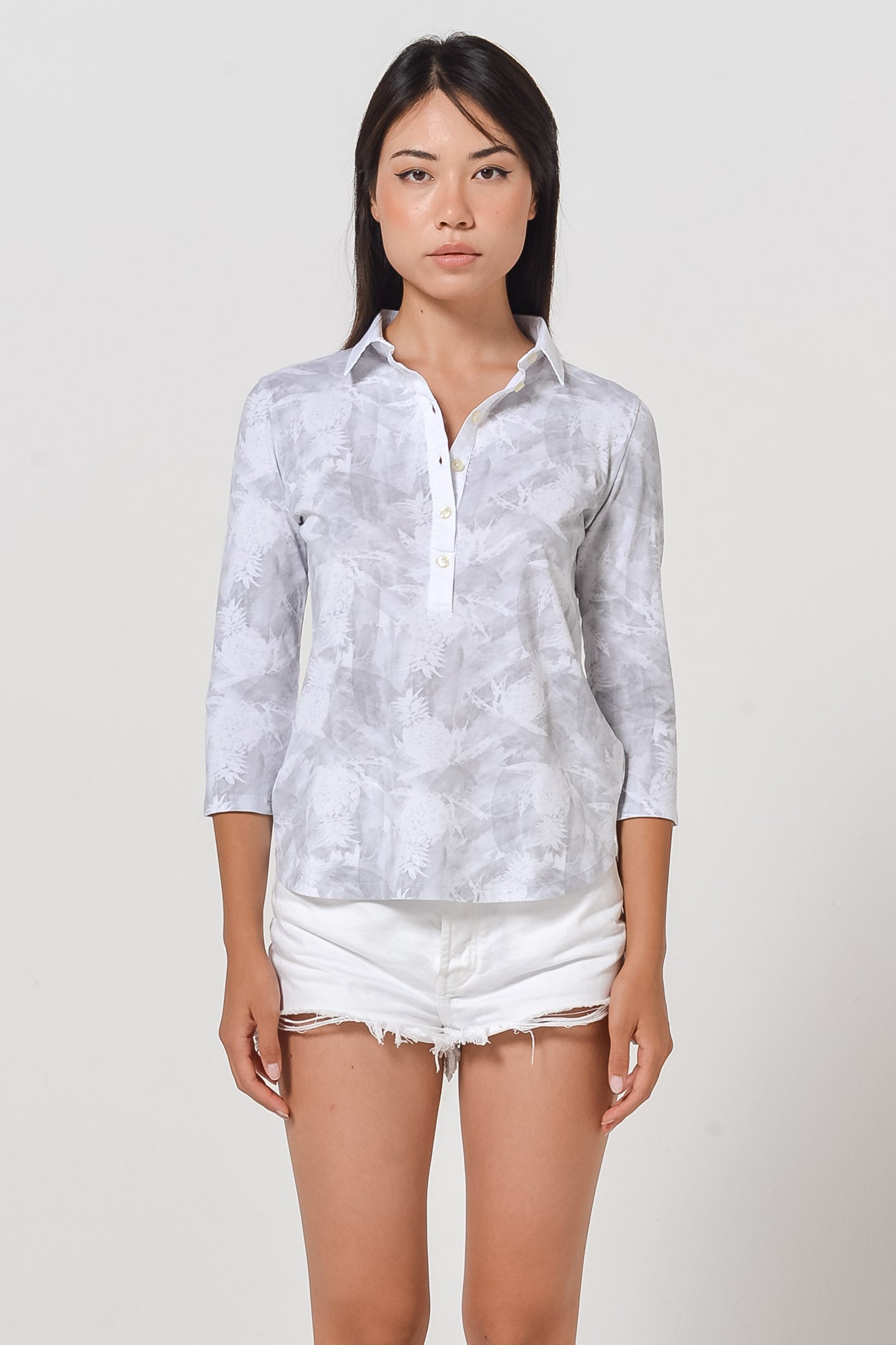 Pineapple-Print Polo Shirt - Marmo