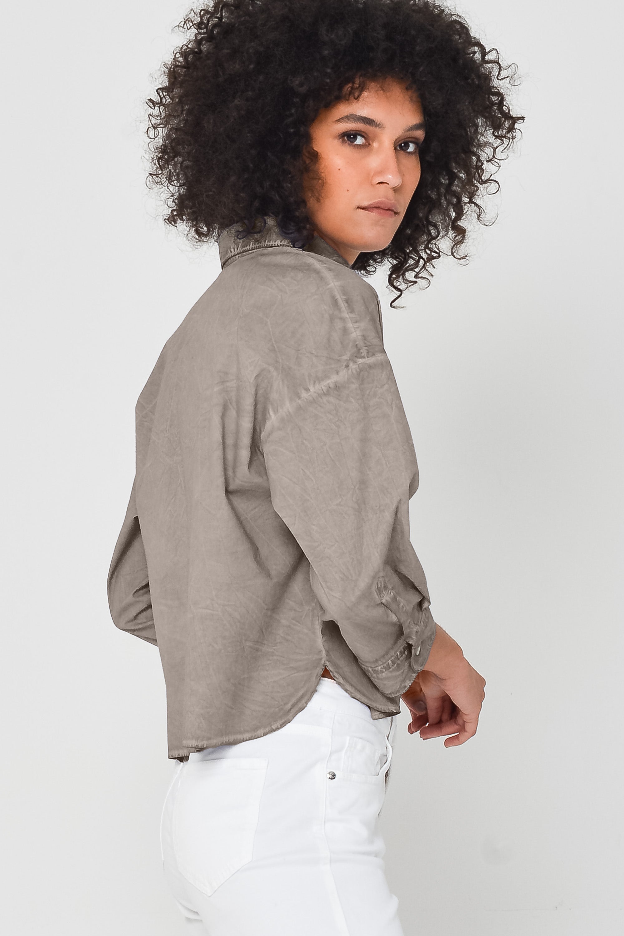 Camicia Popeline Crop - Reef