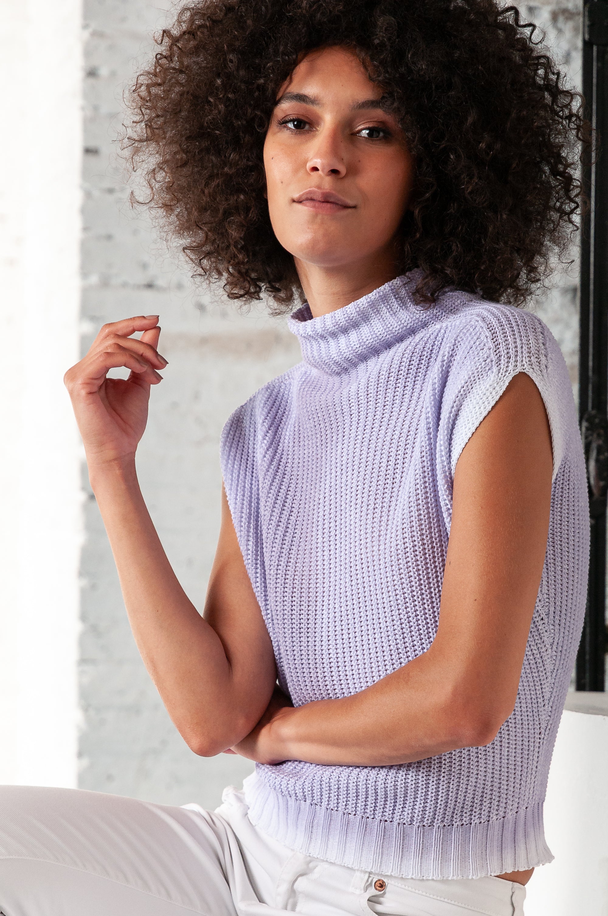 Spray Art Ribbed Mini Knit in Mauve